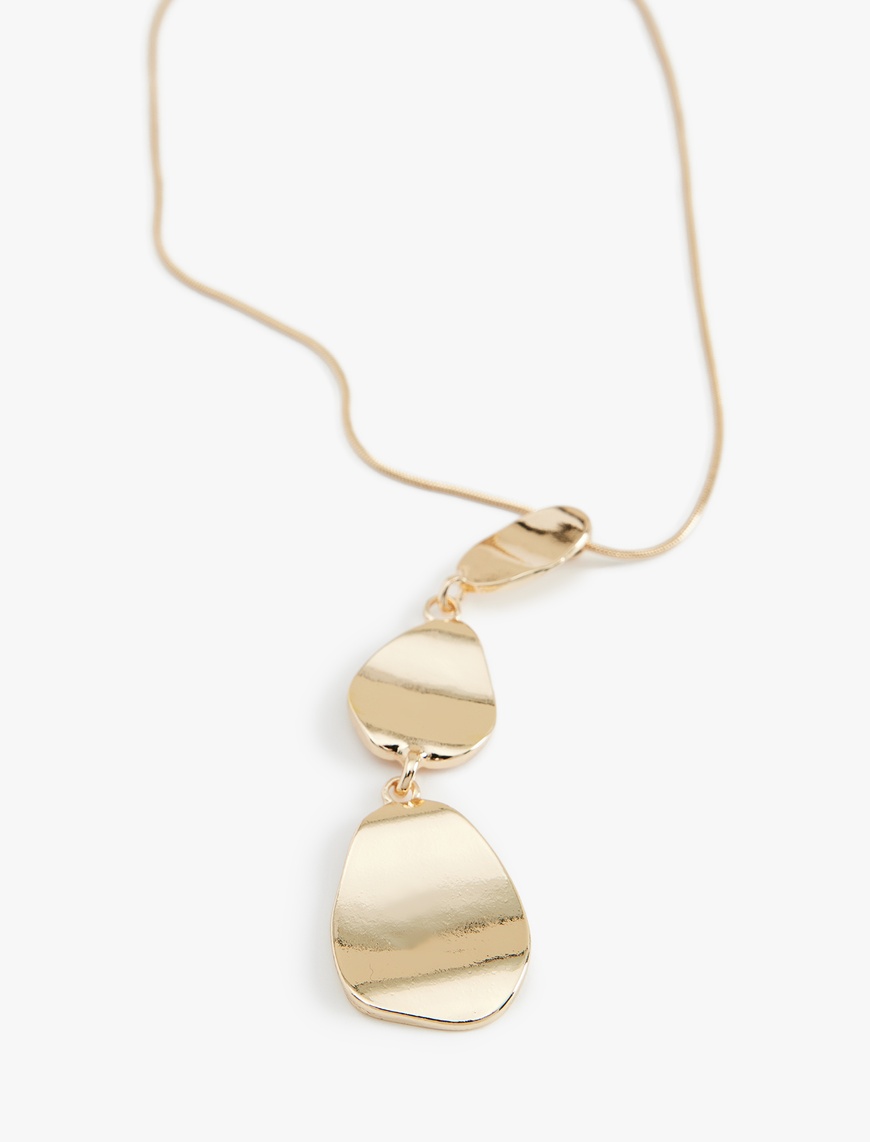  Kadın Soyut Charm Detaylı Çelik Karışımlı Kolye