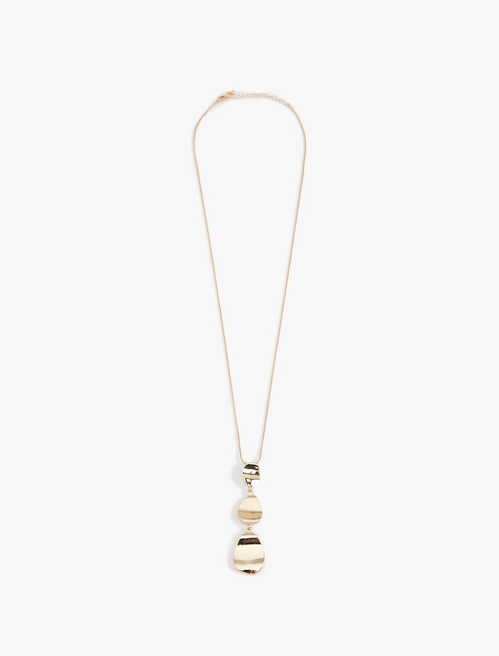 Kadın Soyut Charm Detaylı Çelik Karışımlı Kolye