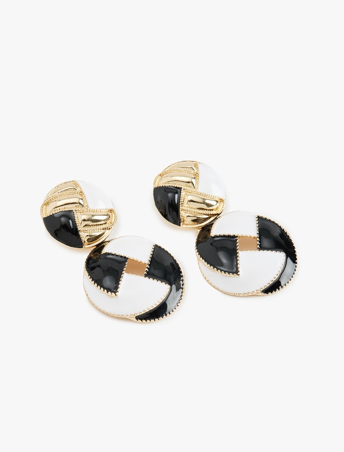 Kadın Sallantılı Büyük Boy Çok Renkli Geometrik Küpe