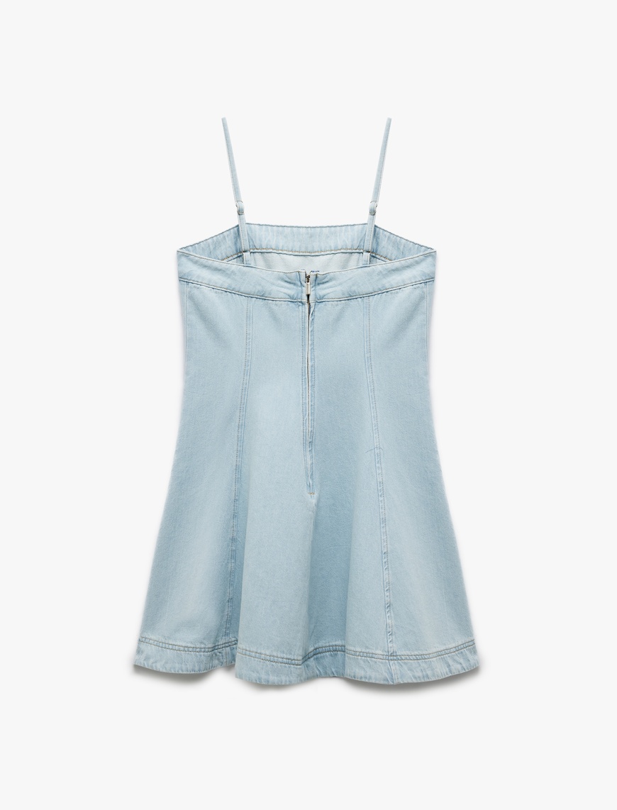   Koton X İnji - Askılı A Kesim Pamuklu Mini Denim Elbise