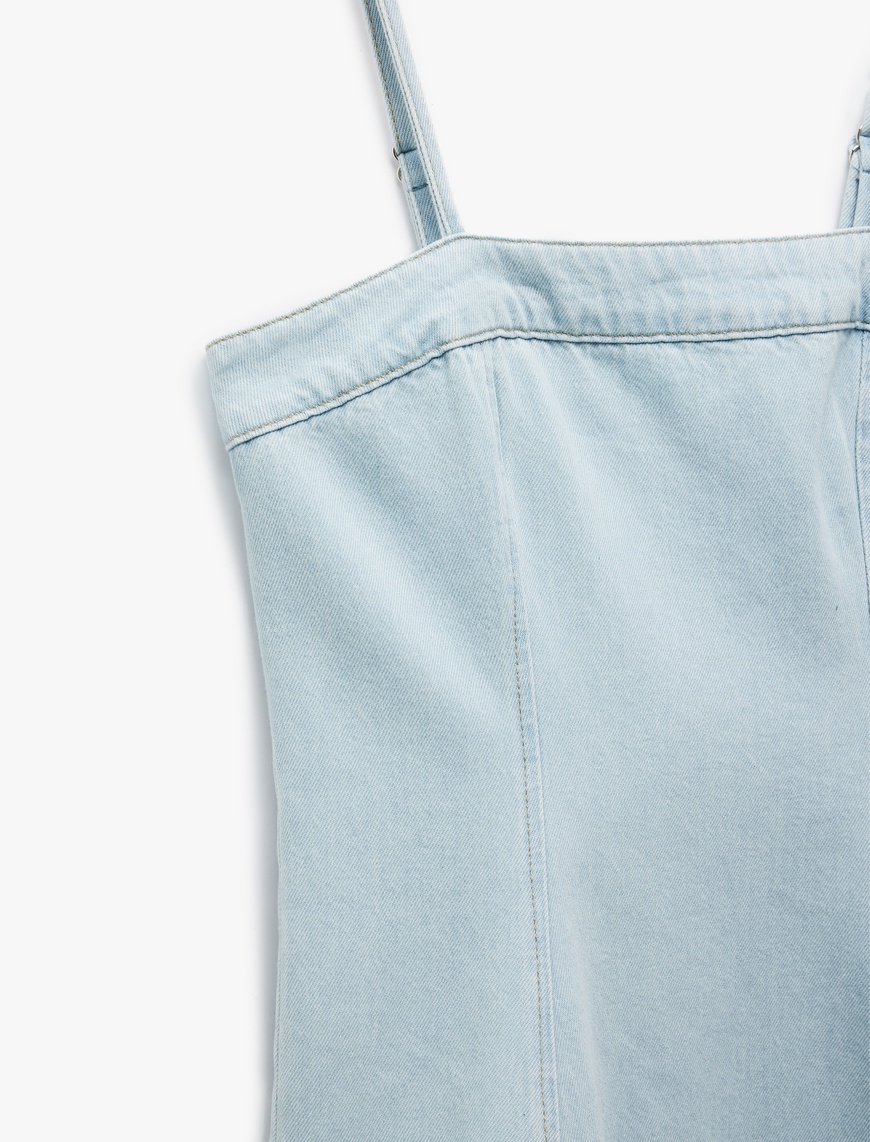   Koton X İnji - Askılı A Kesim Pamuklu Mini Denim Elbise