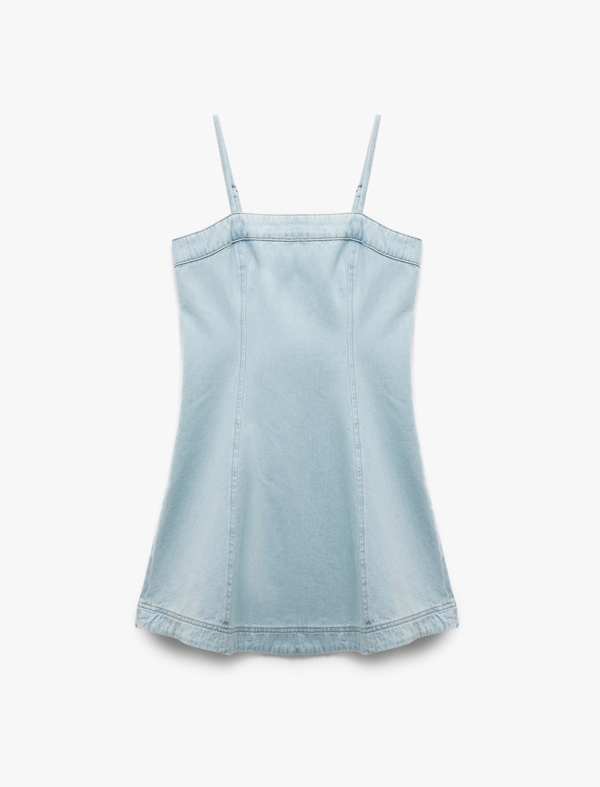   Koton X İnji - Askılı A Kesim Pamuklu Mini Denim Elbise
