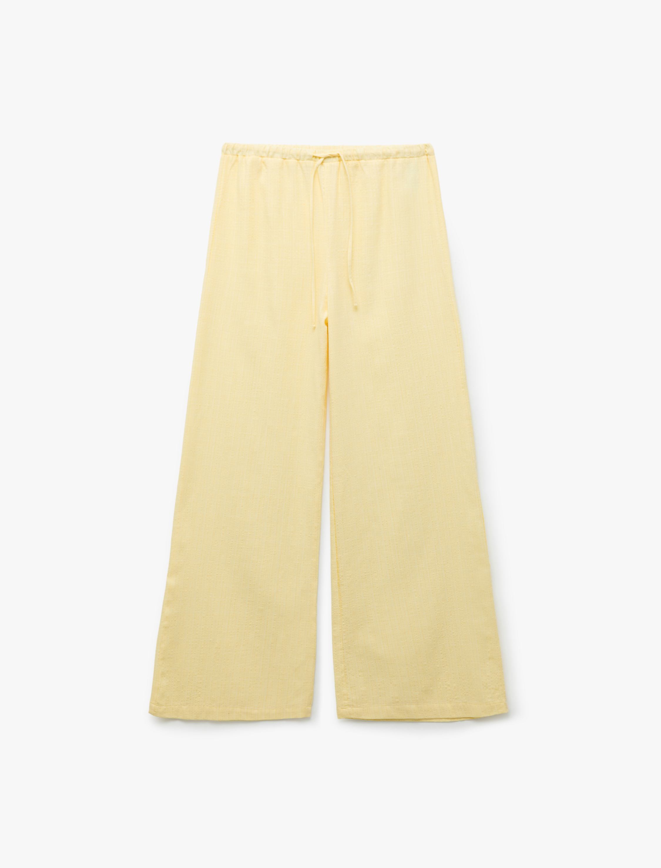   Koton X İnji - Beli Bağcıklı Düz Paça Viskon Karışımlı Pantolon