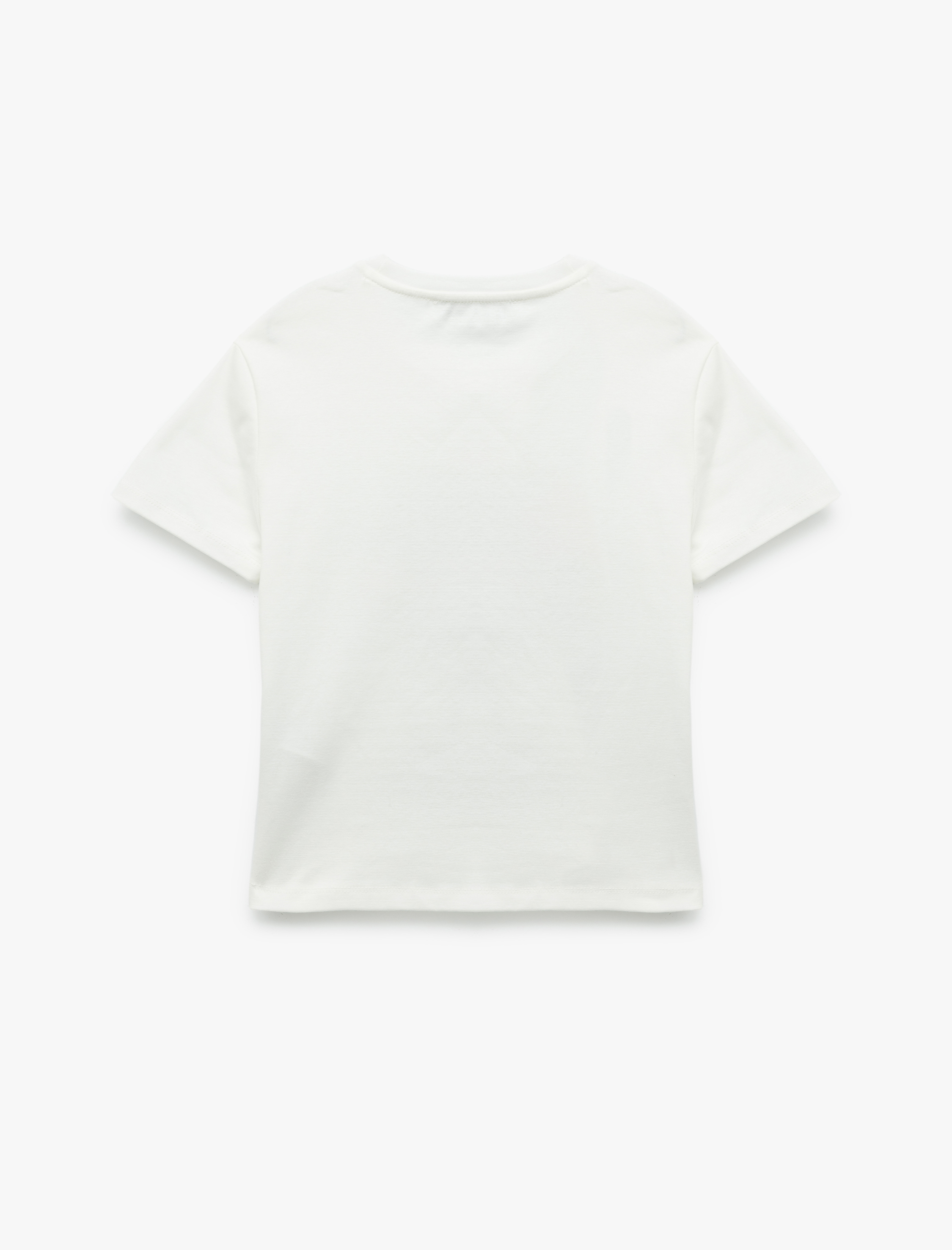   Koton X İnji - Pul Detaylı Bisiklet Yaka Kısa Kollu Crop Tişört