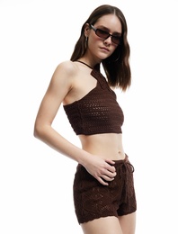Koton X İnji - Beli Bağcıklı Slim Mit Mini Triko Şort