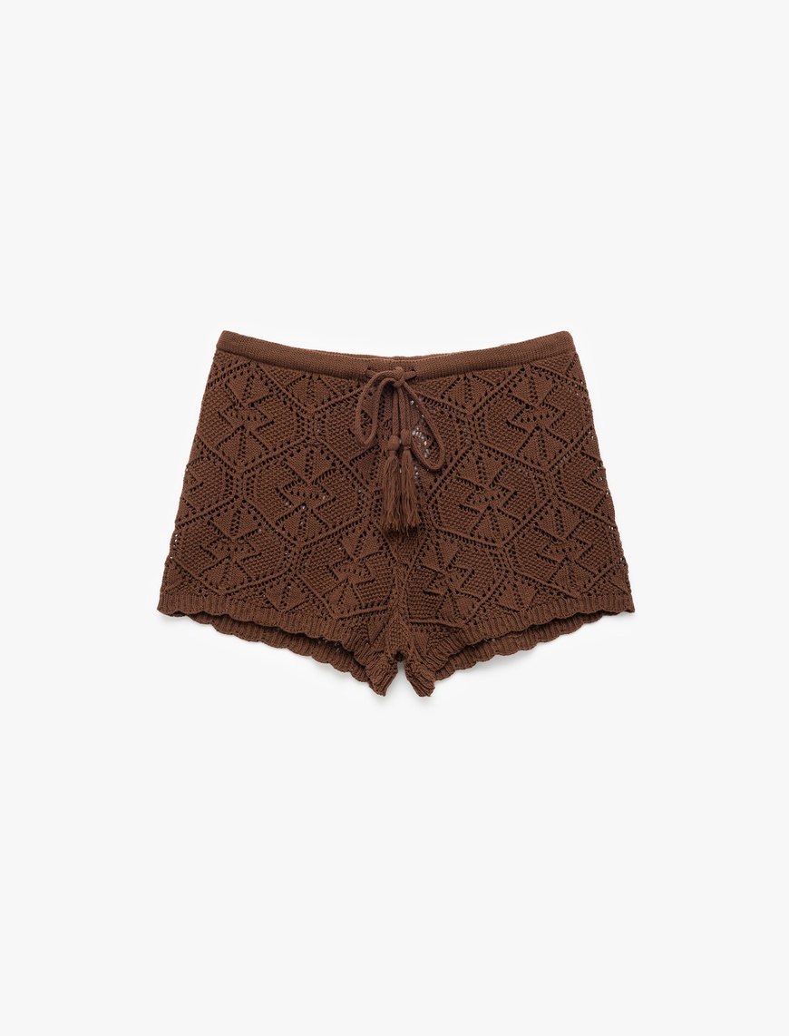   Koton X İnji - Beli Bağcıklı Slim Mit Mini Triko Şort