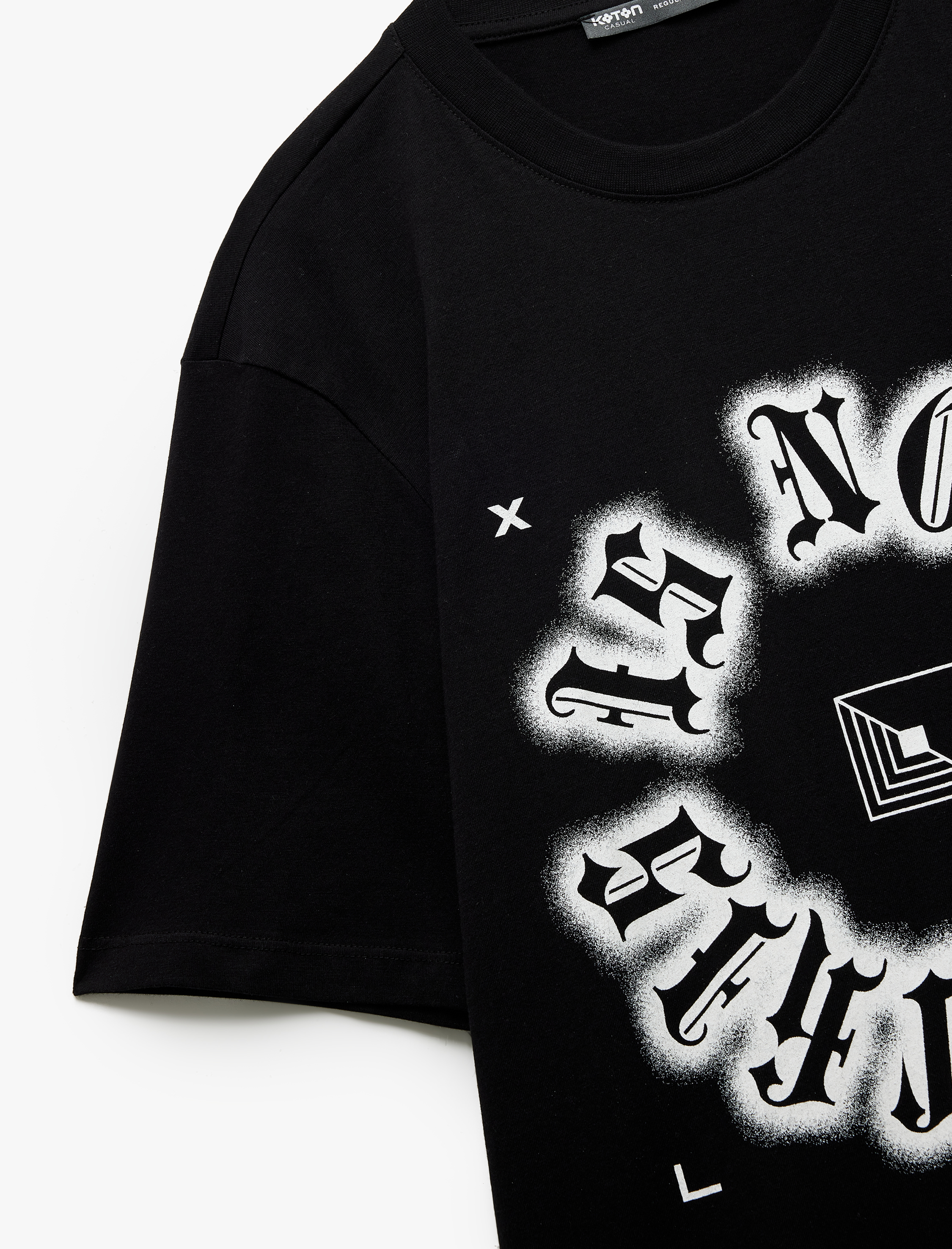   Baskılı Tişört Gotik Temalı Bisiklet Yaka Kısa Kollu