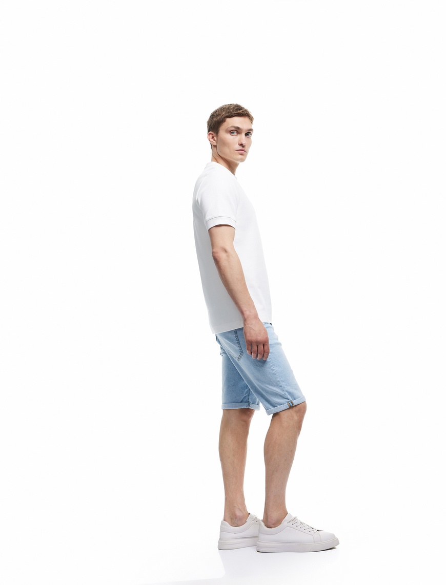  Oversize Kot Şort Bermuda Cep Detaylı Pamuklu