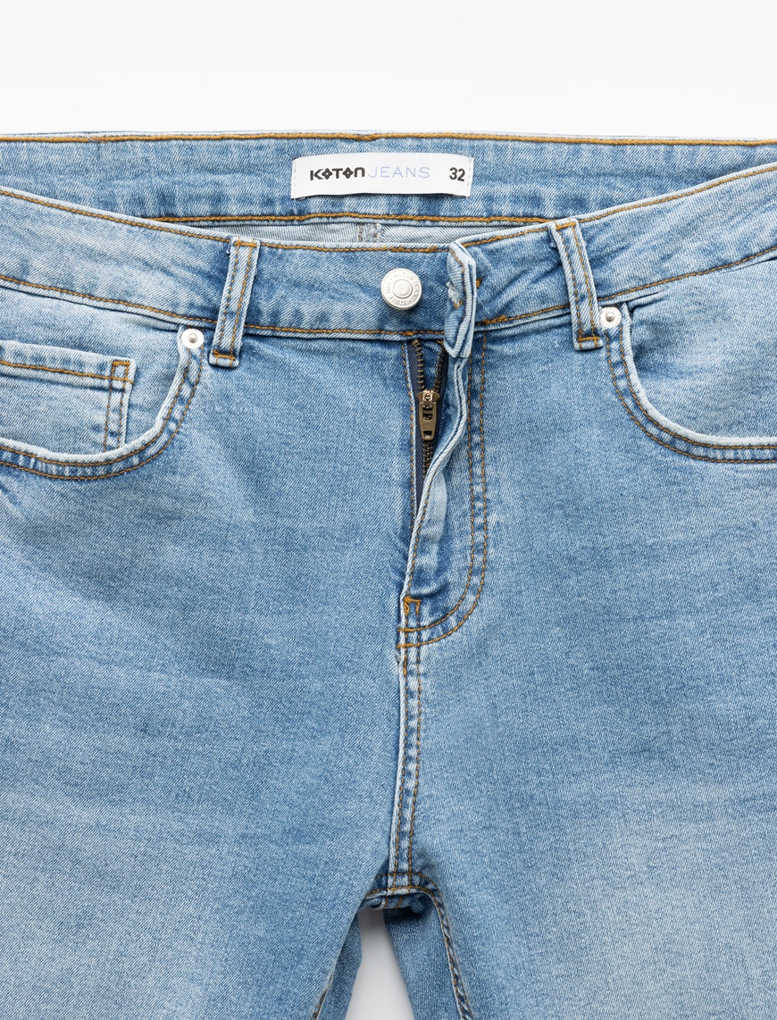   Oversize Kot Şort Bermuda Cep Detaylı Pamuklu