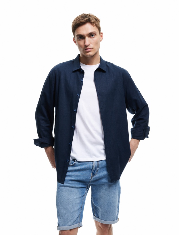 Oversize Kot Şort Bermuda Cep Detaylı Pamuklu_0