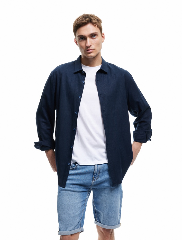  Oversize Kot Şort Bermuda Cep Detaylı Pamuklu