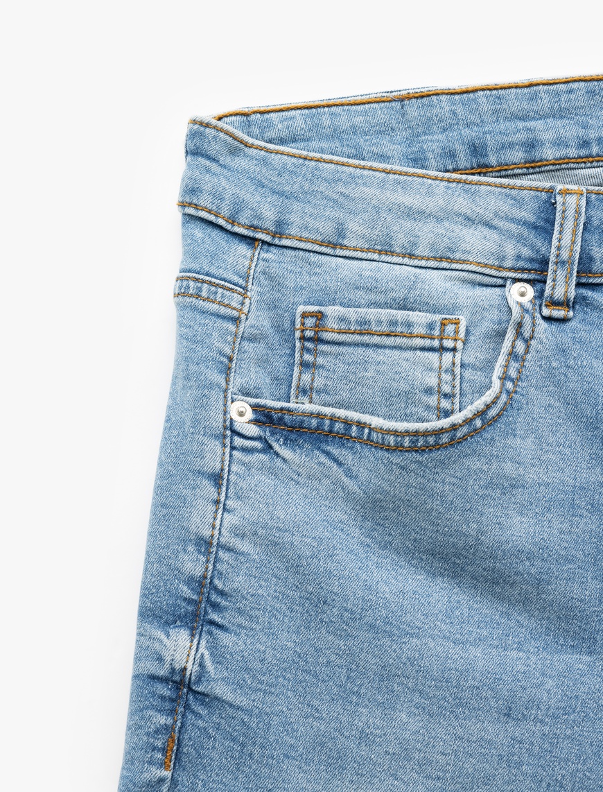   Oversize Kot Şort Bermuda Cep Detaylı Pamuklu