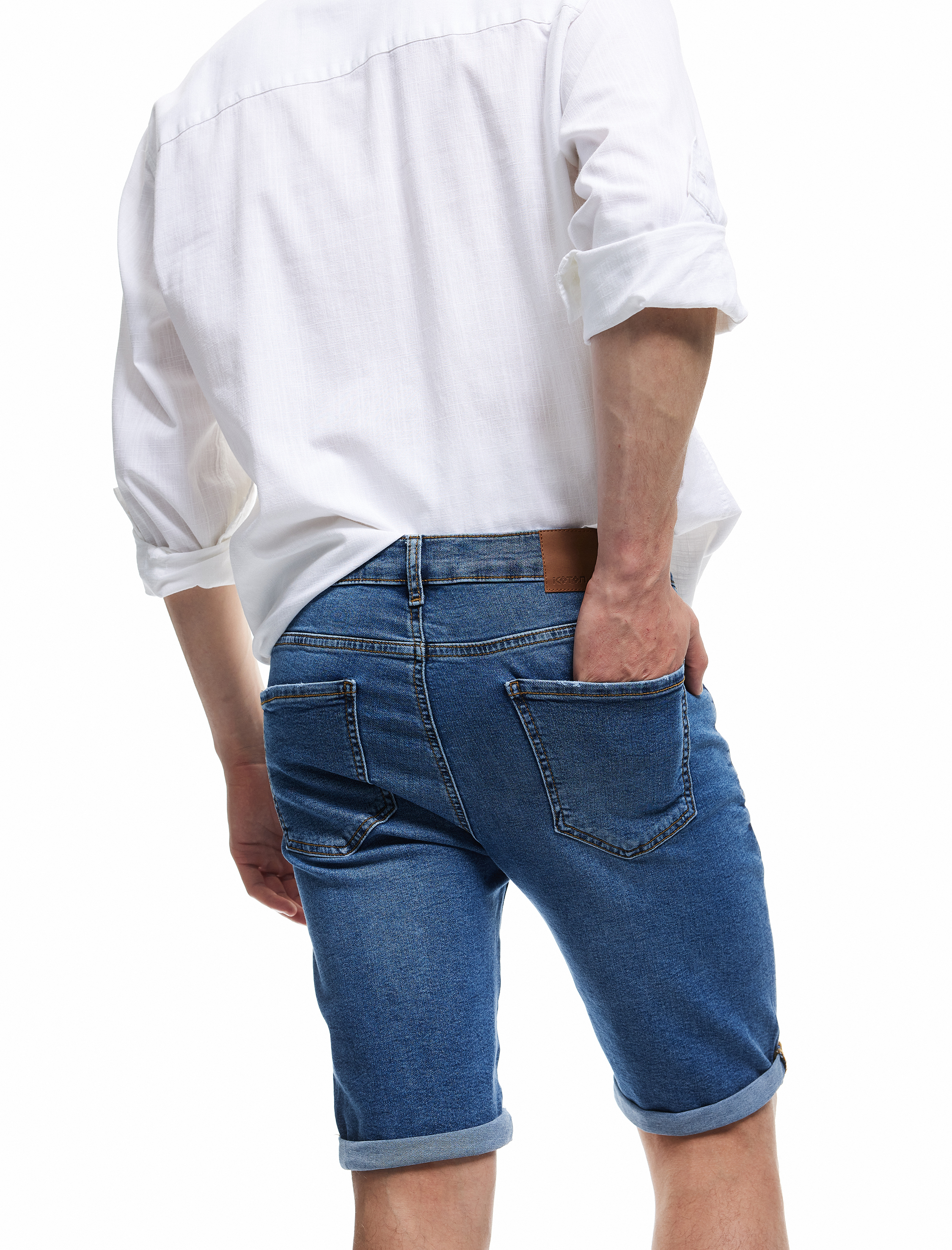   Oversize Kot Şort Bermuda Cep Detaylı Pamuklu