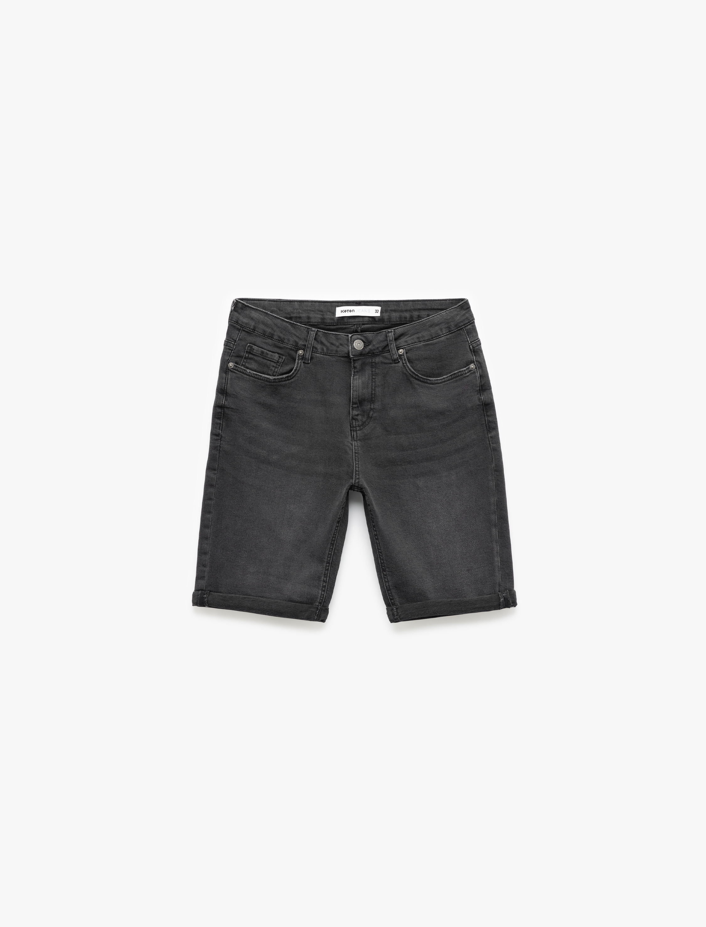   Kot Şort Bermuda Bol Kalıp Cep Detaylı Pamuklu