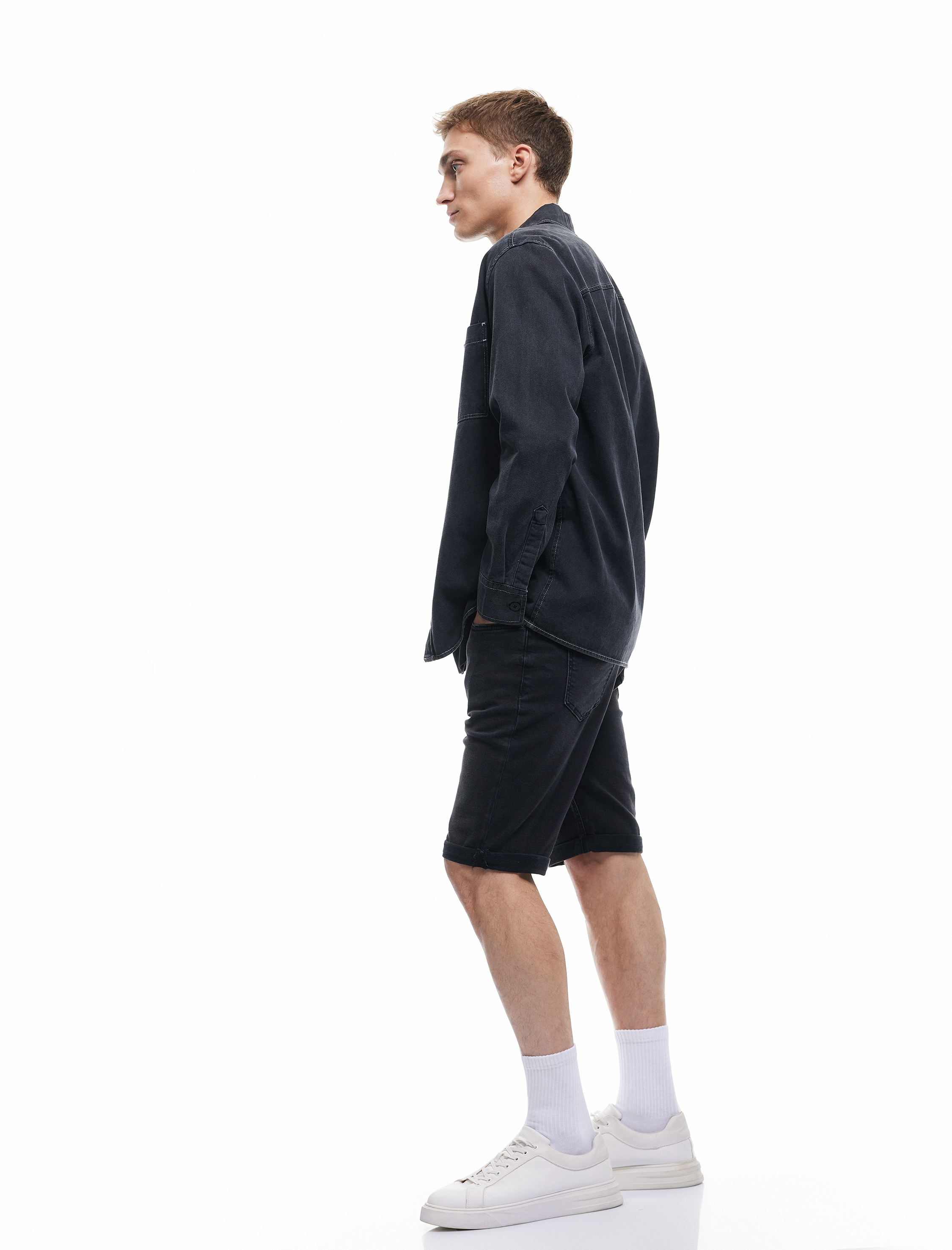   Kot Şort Bermuda Bol Kalıp Cep Detaylı Pamuklu