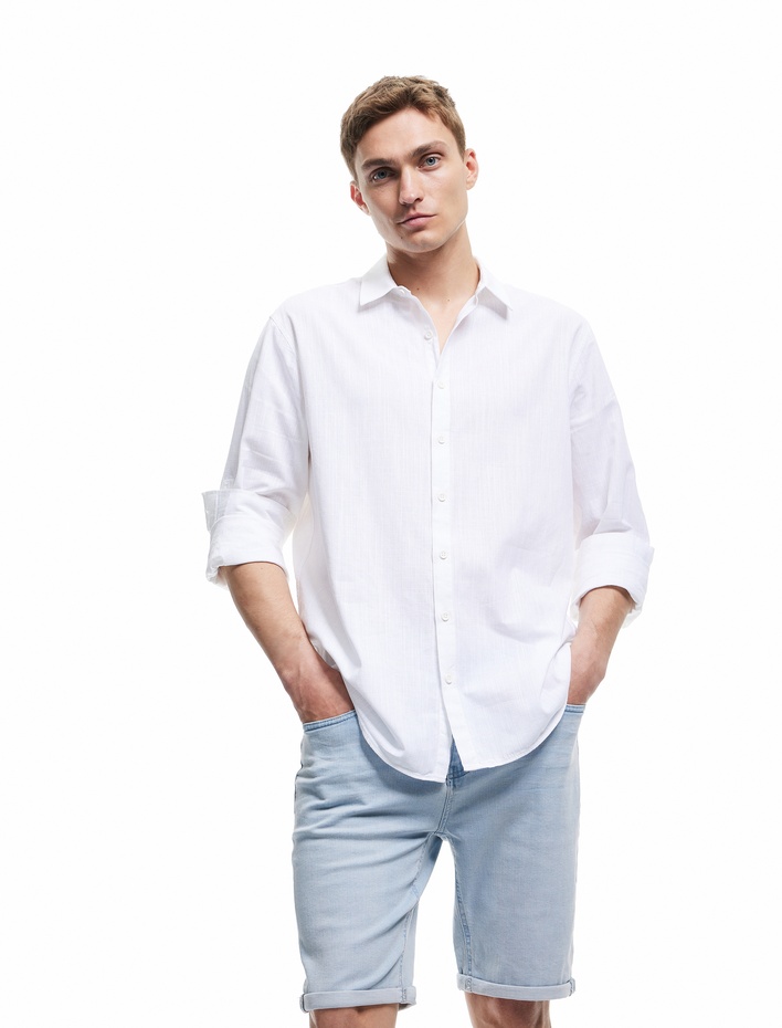  Kot Şort Slim Fit Cep Detaylı Pamuklu