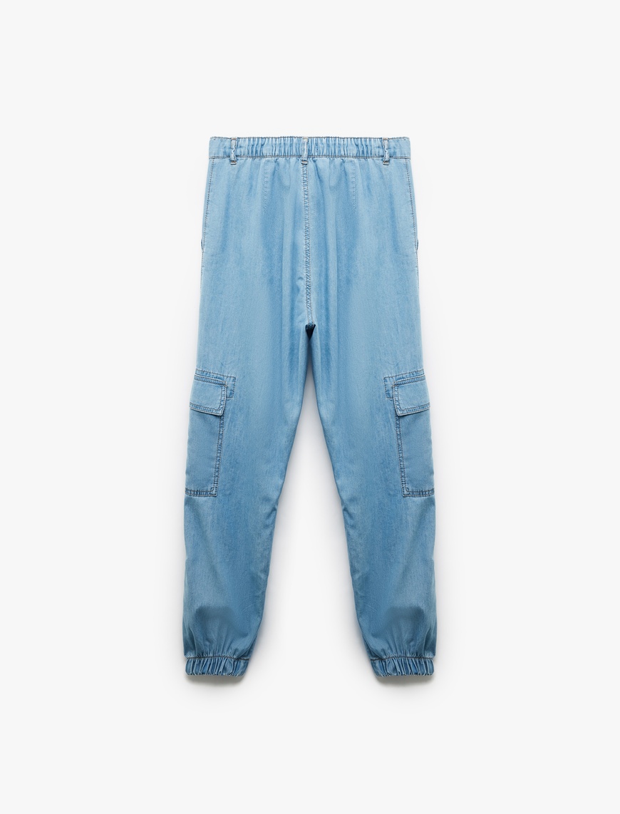   Jogger Kargo Cepli Düğmeli Kot Pantolon