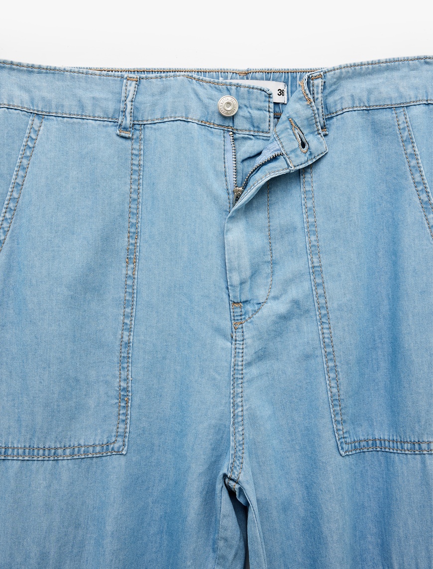   Jogger Kargo Cepli Düğmeli Kot Pantolon