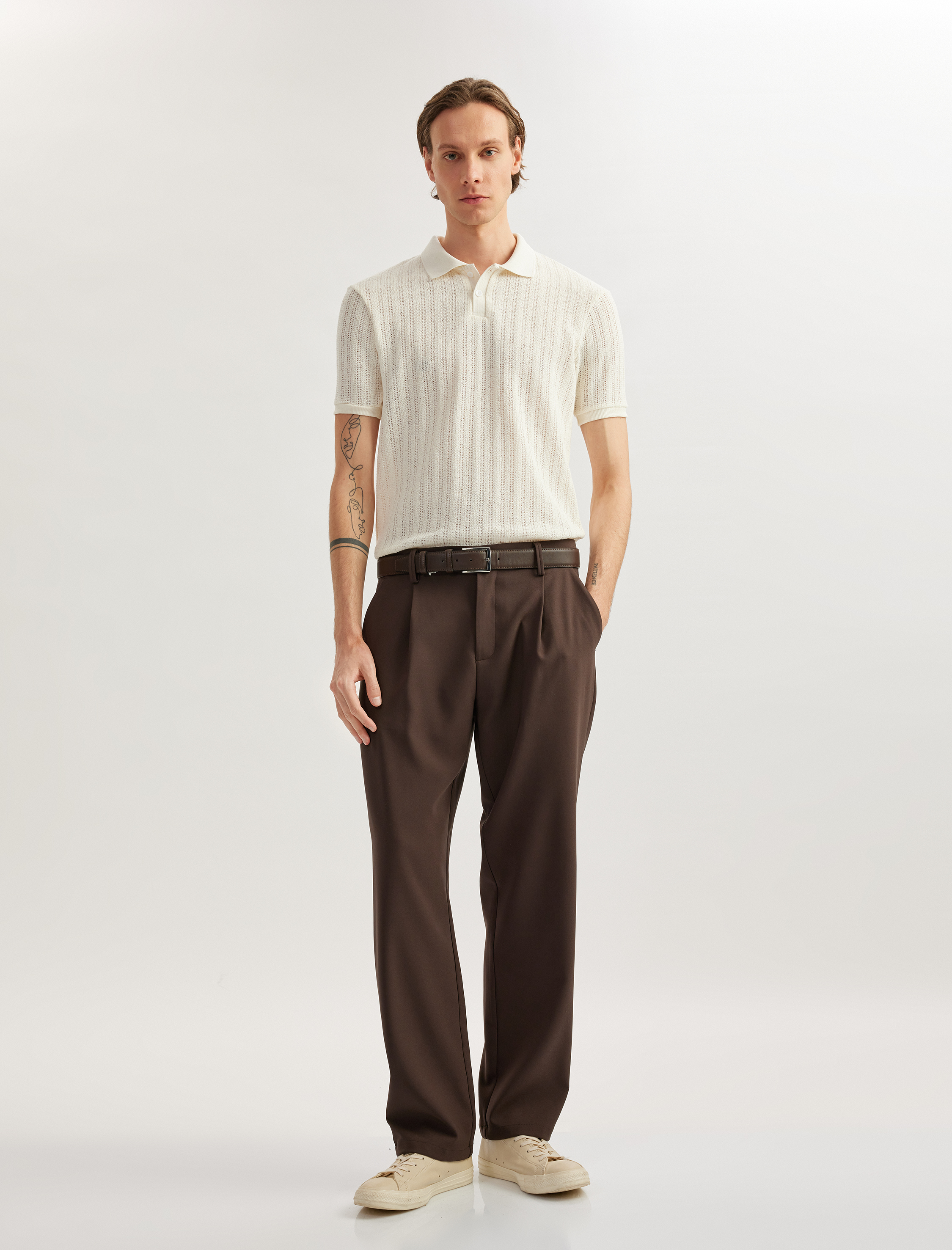   Kısa Kollu Regular Fit Pamuk Karışımlı Dokulu Polo Yaka Tişört