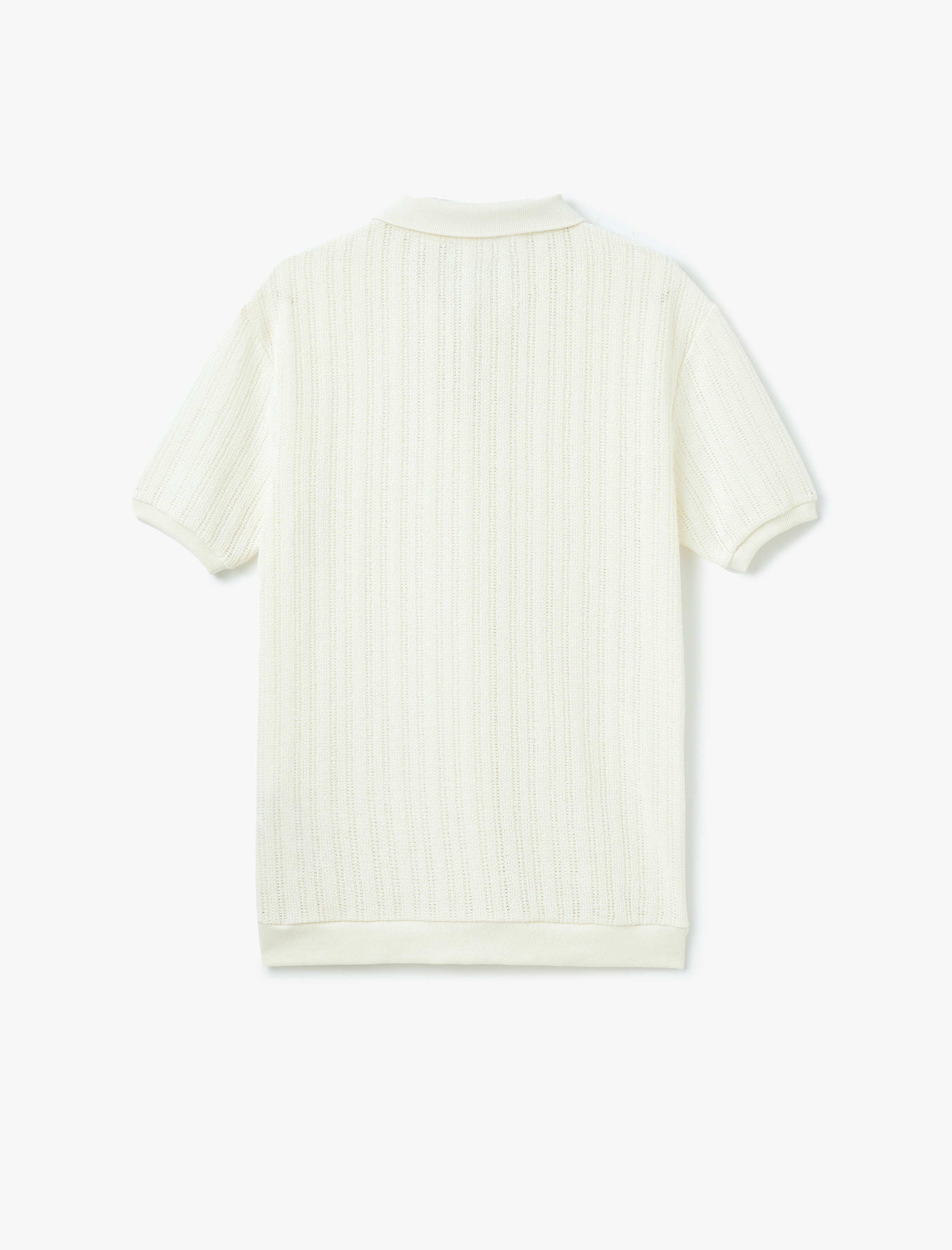   Kısa Kollu Regular Fit Pamuk Karışımlı Dokulu Polo Yaka Tişört