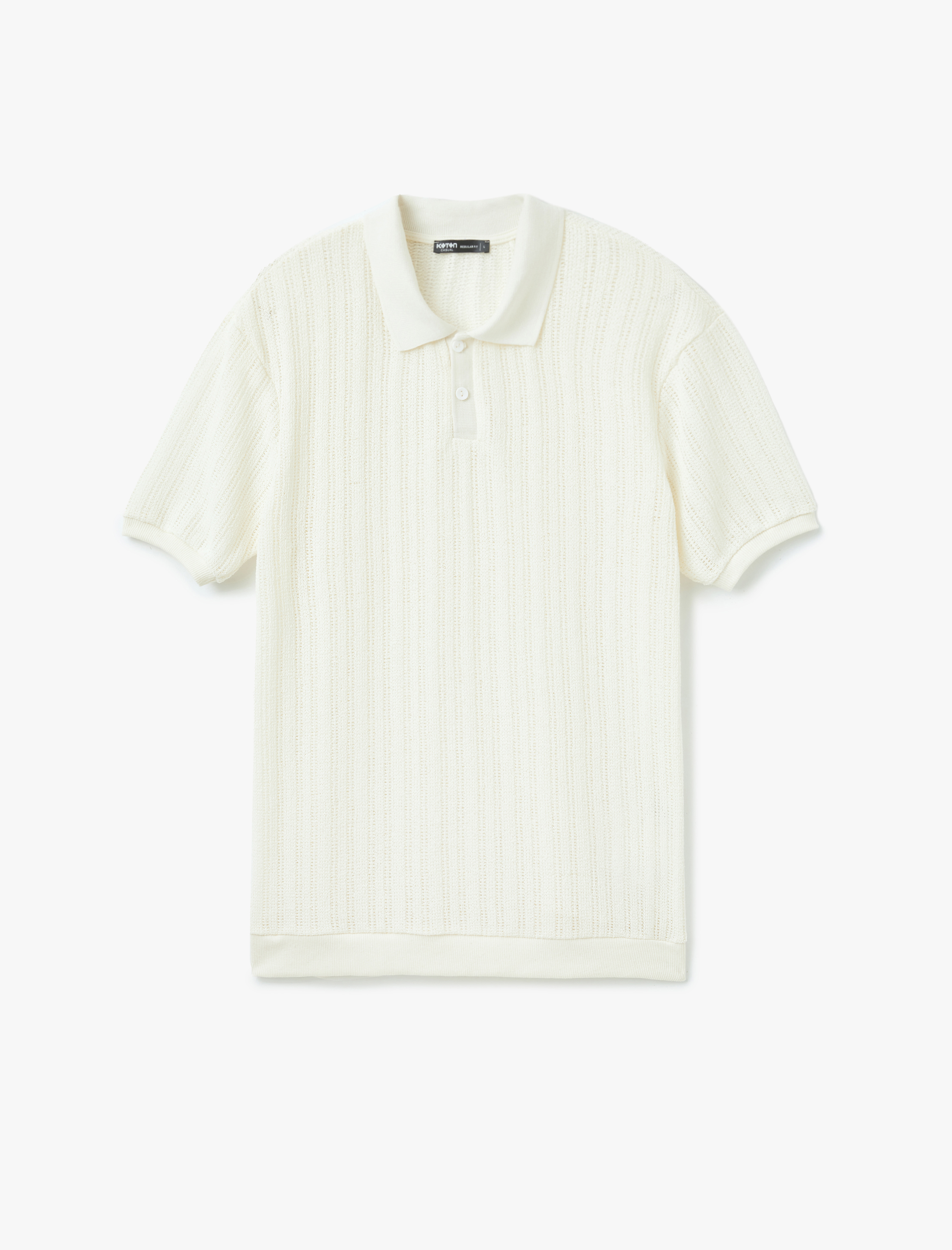   Kısa Kollu Regular Fit Pamuk Karışımlı Dokulu Polo Yaka Tişört