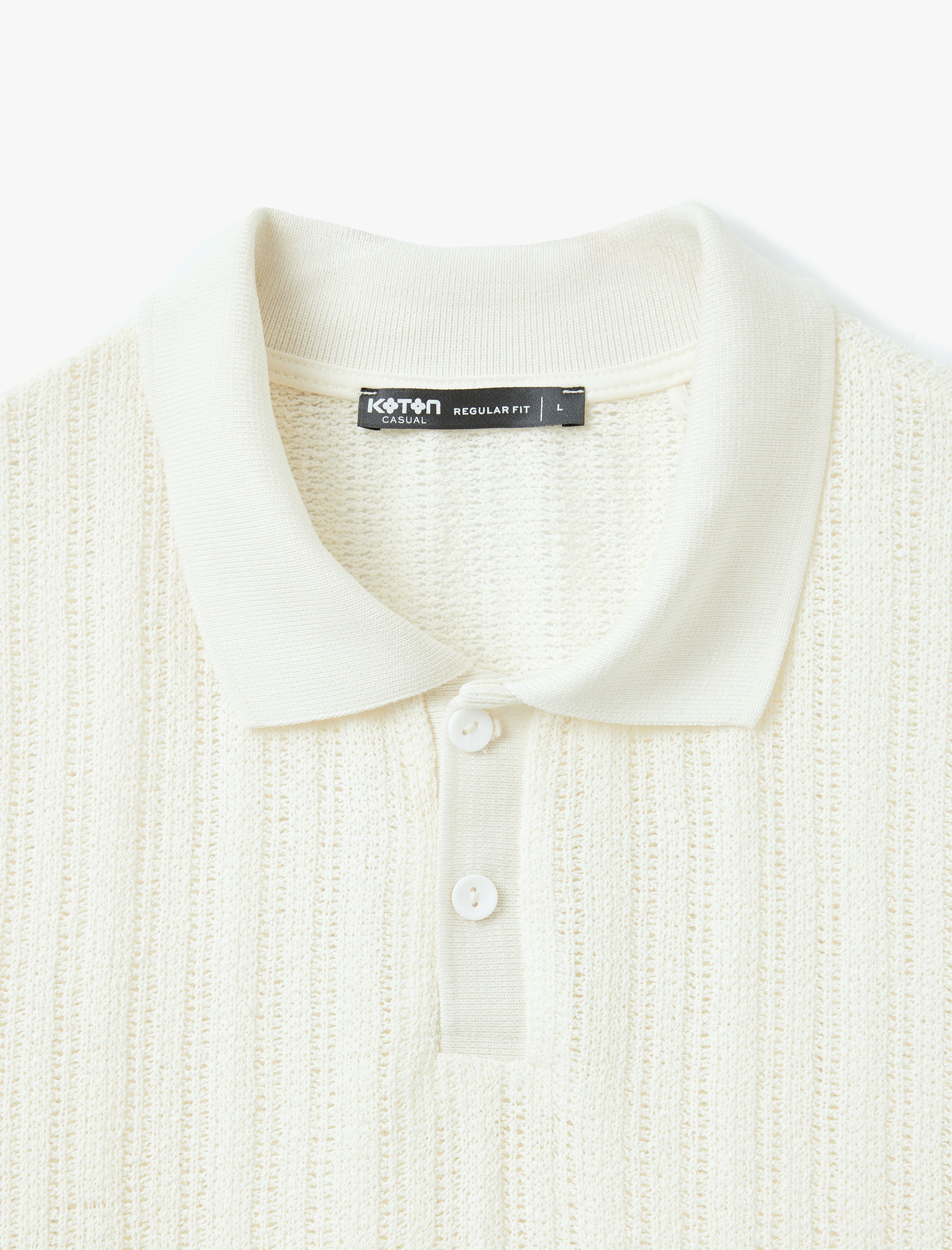   Kısa Kollu Regular Fit Pamuk Karışımlı Dokulu Polo Yaka Tişört