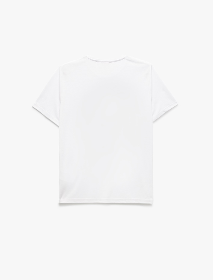  Bisiklet Yaka Kısa Kollu Grafik Baskılı Tişört