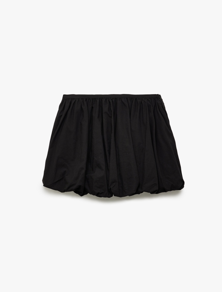   Pamuklu Beli Lastikli Oversize Balon Mini Etek