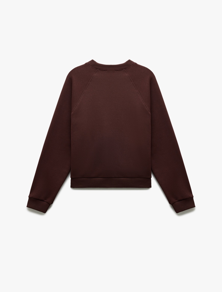   Üç İplik Şardonlu Dikiş Detaylı Bisiklet Yaka Oversize Sweatshirt