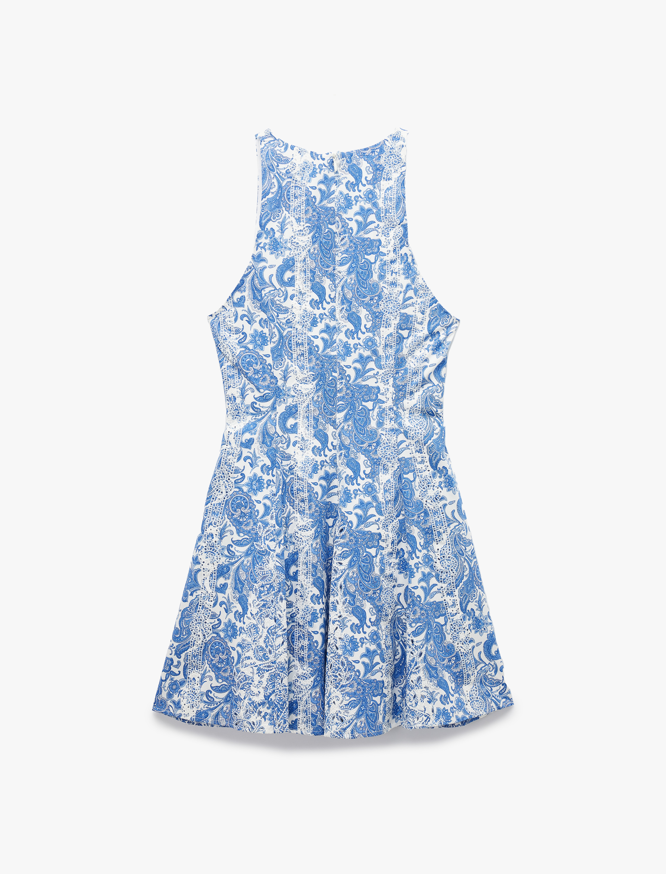   Pamuklu Kolsuz Bisiklet Yaka A Kesim Mini Çiçekli Elbise