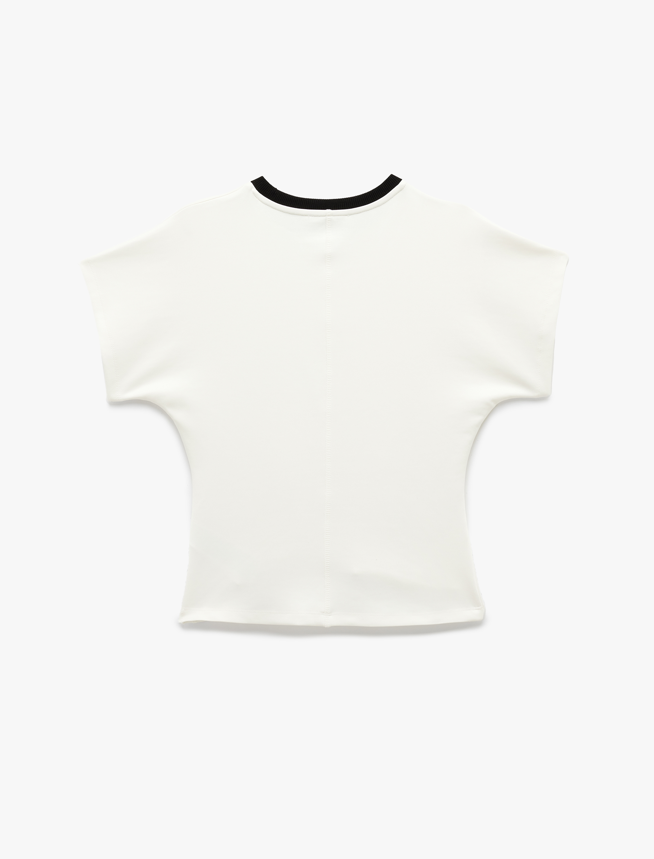   Viskon Kumaş Karışımlı Kısa Kollu Bisiklet Yaka Drape Detaylı Tişört