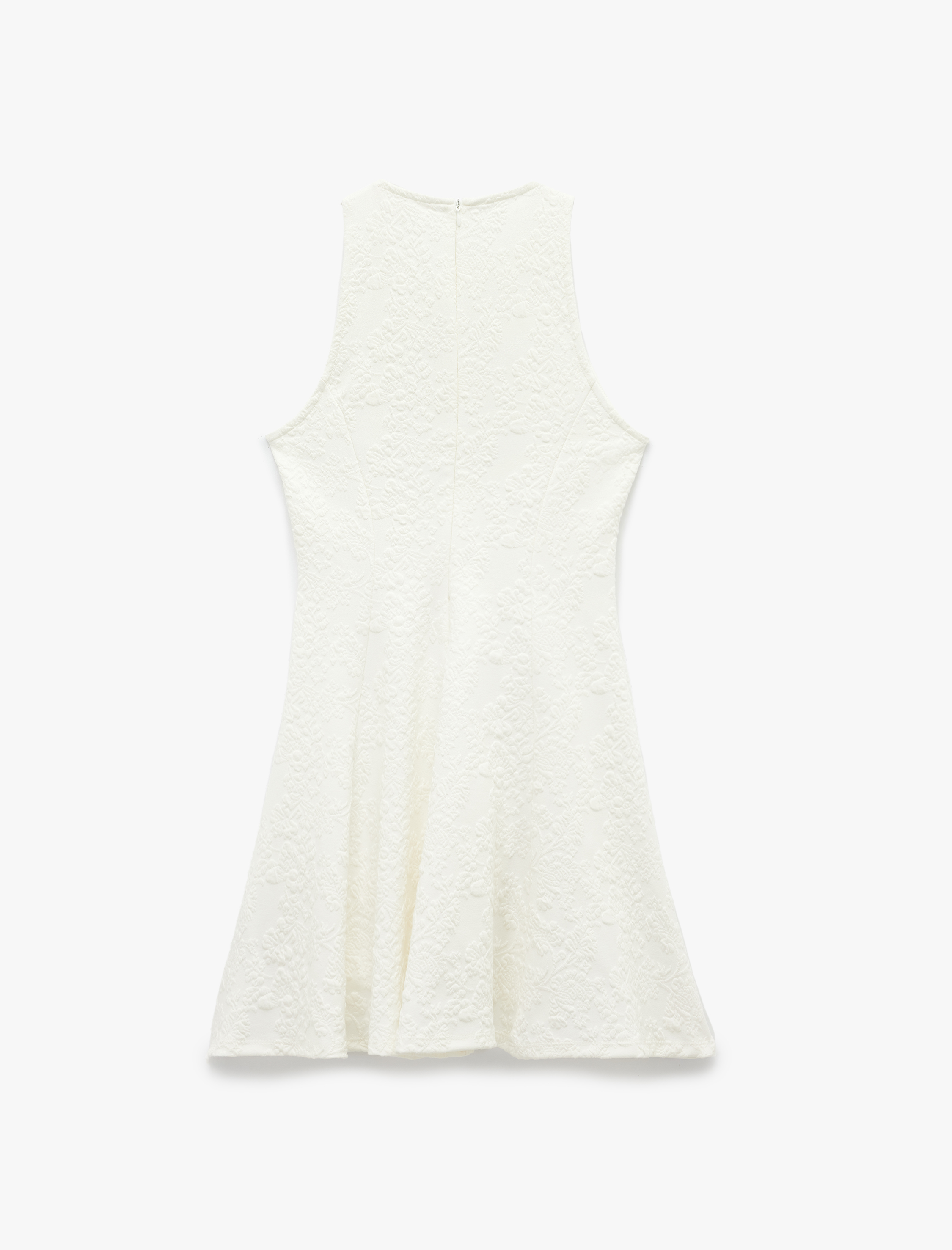   Floral Dokulu Kolsuz Bisiklet Yaka Mini Elbise