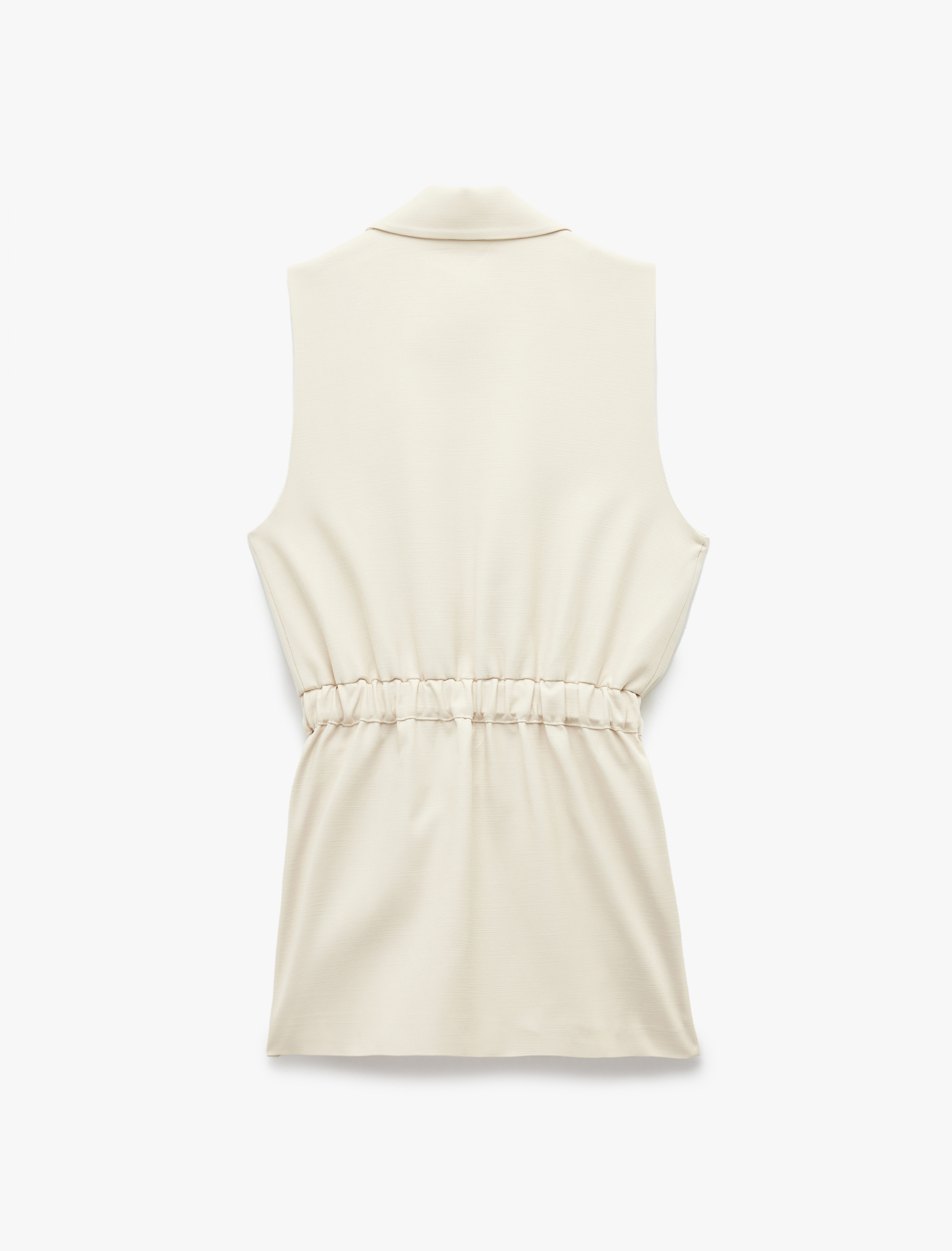   Astarlı Kruvaze Kolsuz Kemerli Uzun Blazer Yelek