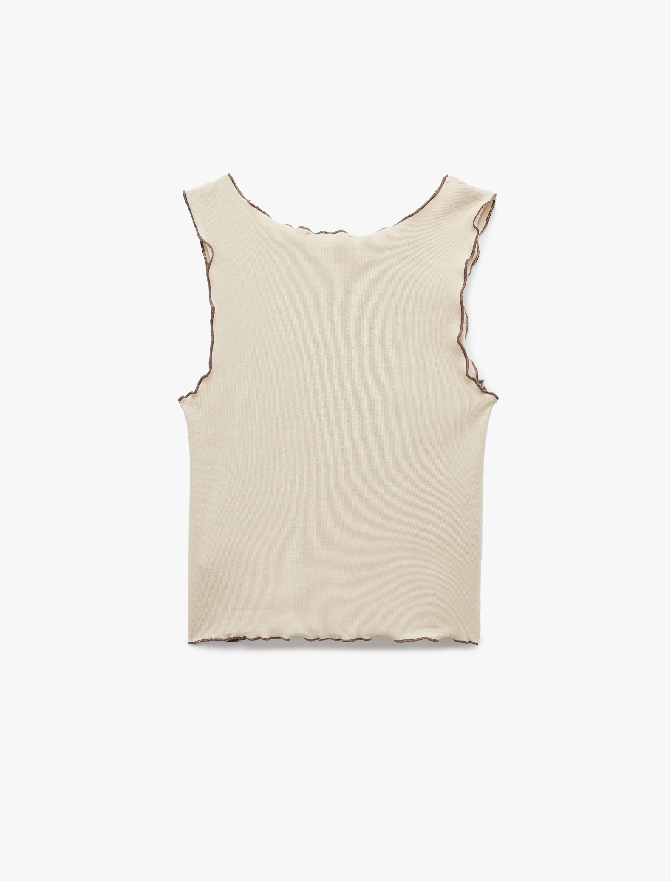   Pamuklu Kontrast Detaylı Kolsuz Bisiklet Yaka Atlet