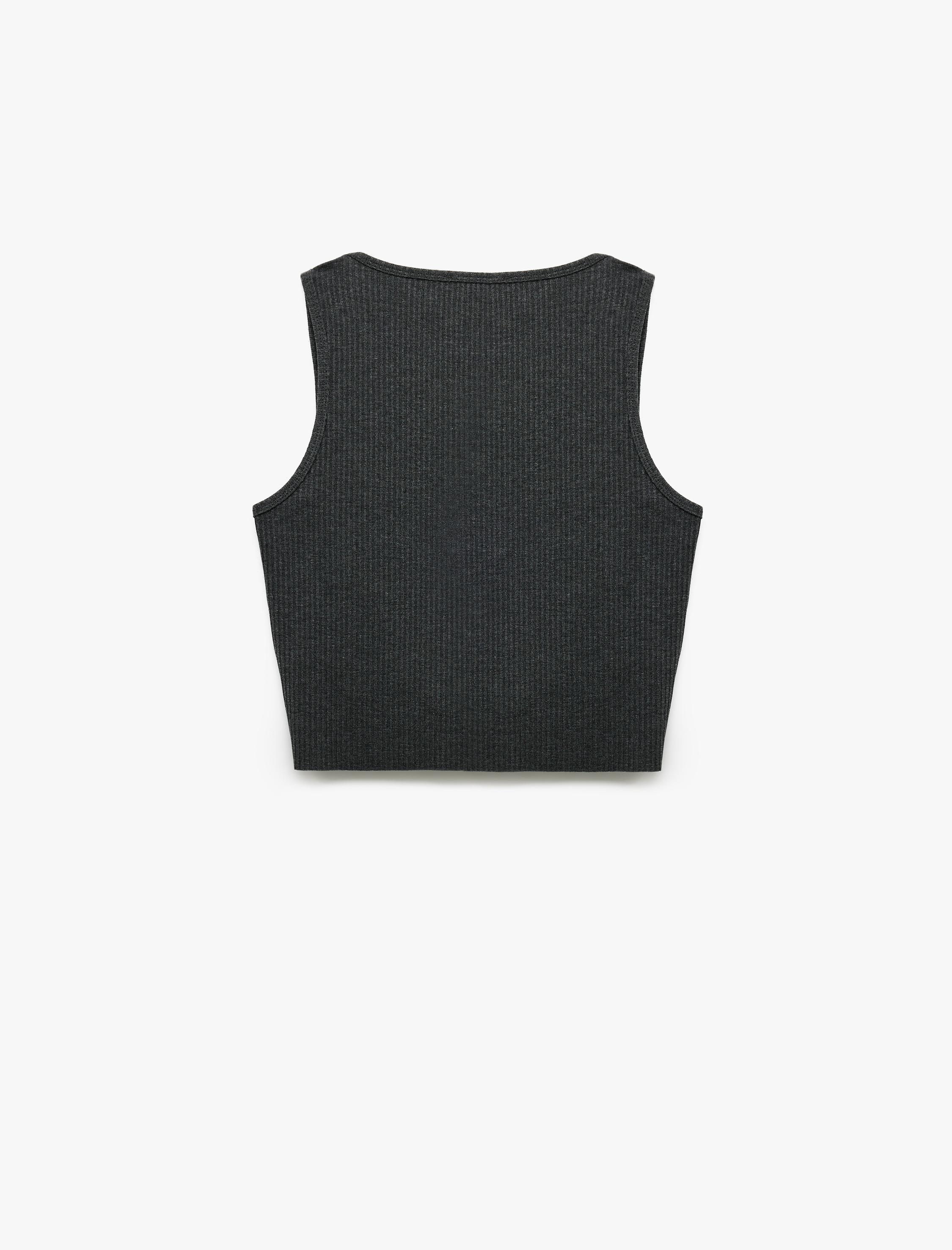   Baskılı Kolsuz Yuvarlak Yaka Kaşkorse Crop Atlet