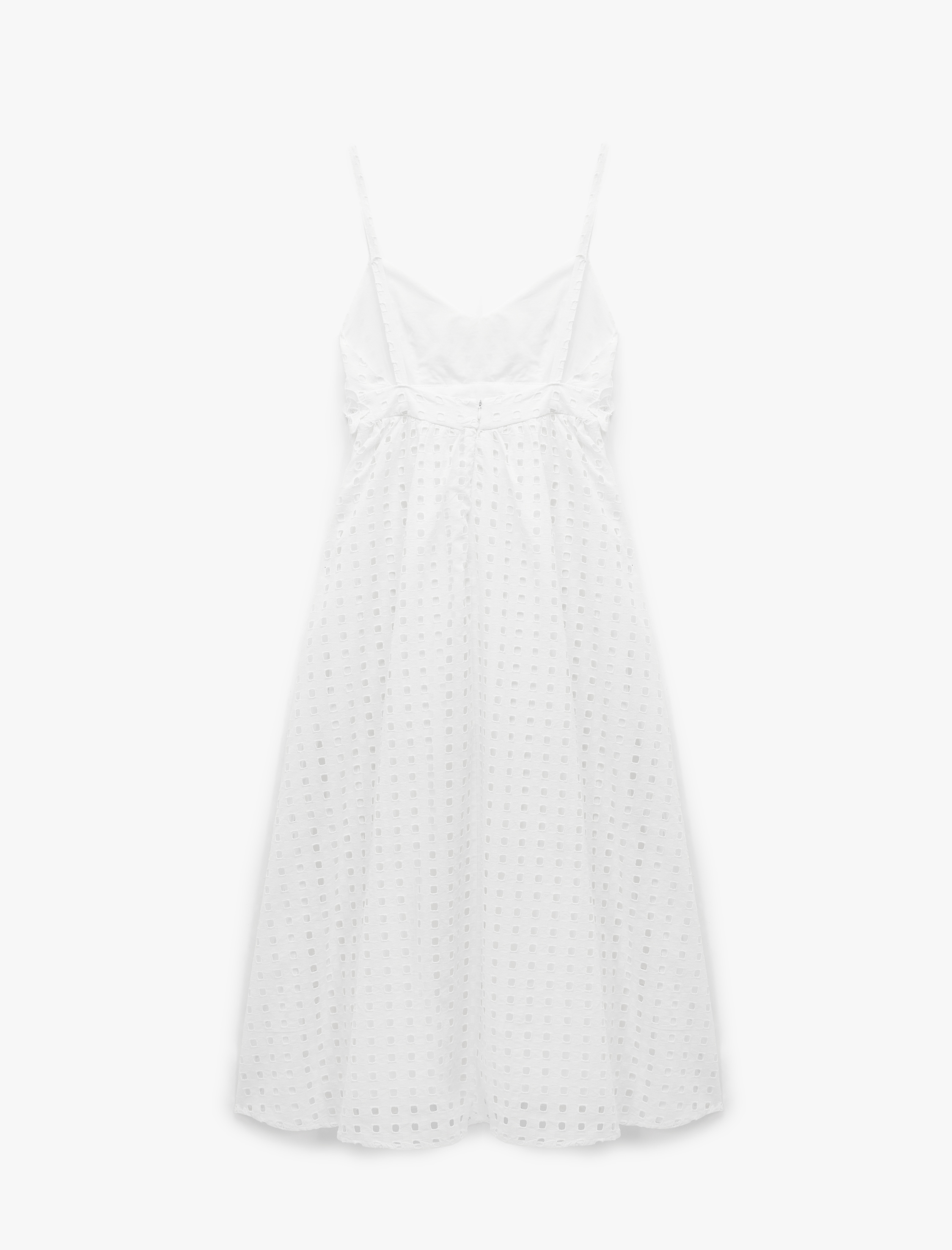   Pamuklu Astarlı Fistolu Çiçek Aplike Detaylı İnce Askılı Uzun Elbise