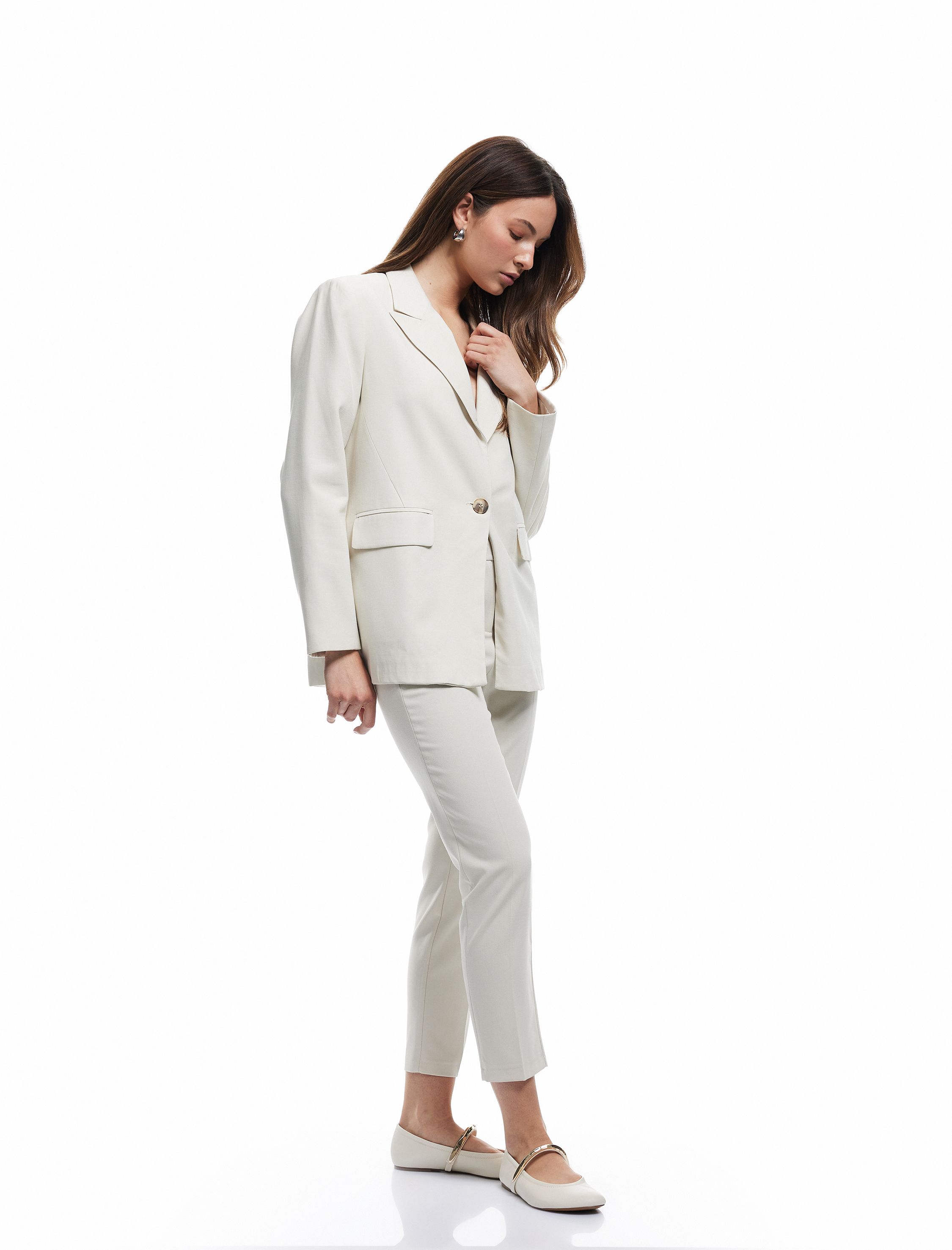   Slim Fit Cepli Yüksek Bel Cigarette Kumaş Pantolon