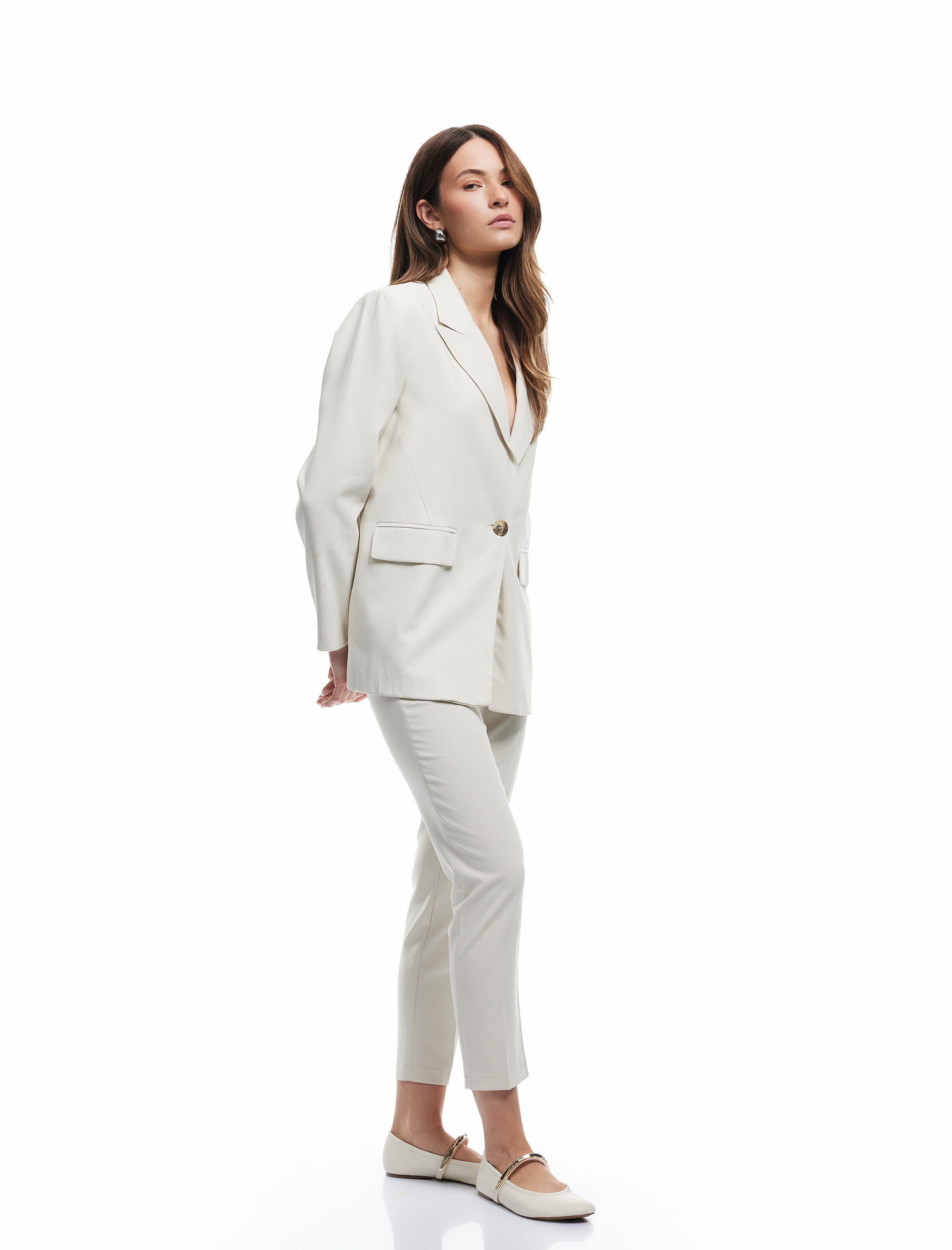   Slim Fit Cepli Yüksek Bel Cigarette Kumaş Pantolon