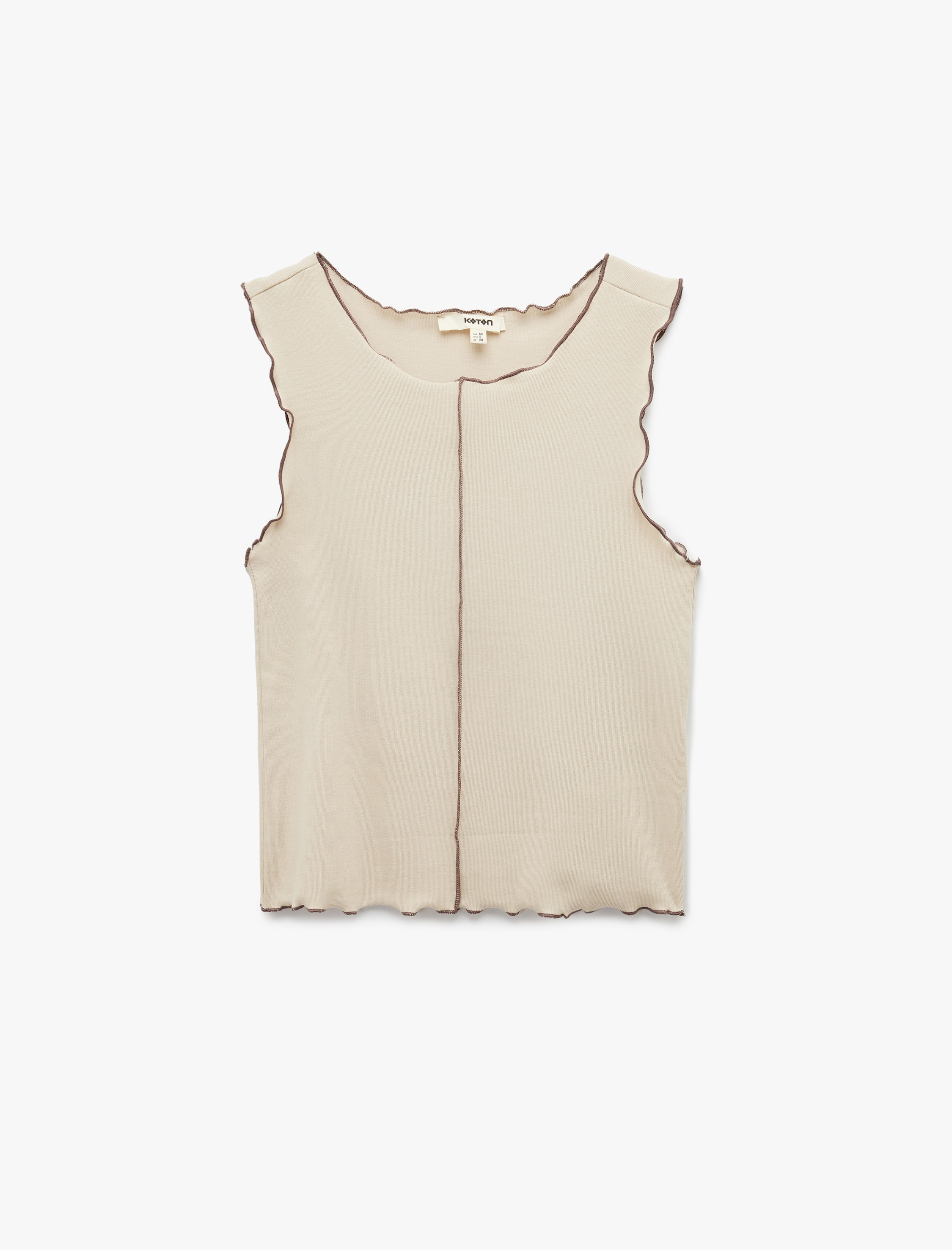   Pamuklu Kontrast Detaylı Kolsuz Bisiklet Yaka Atlet