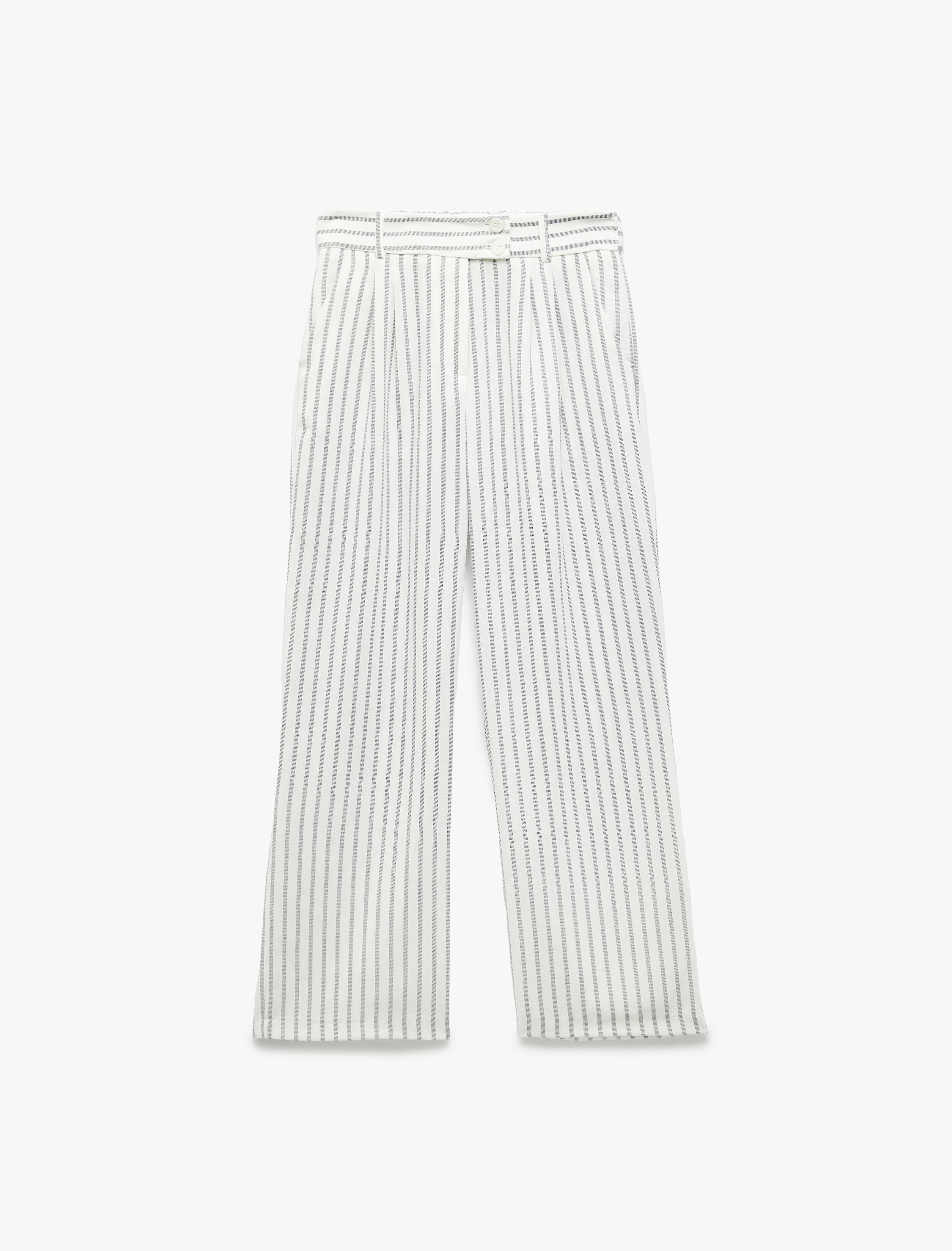   Keten Görünümlü Pileli Cepli Bol Paça Pantolon