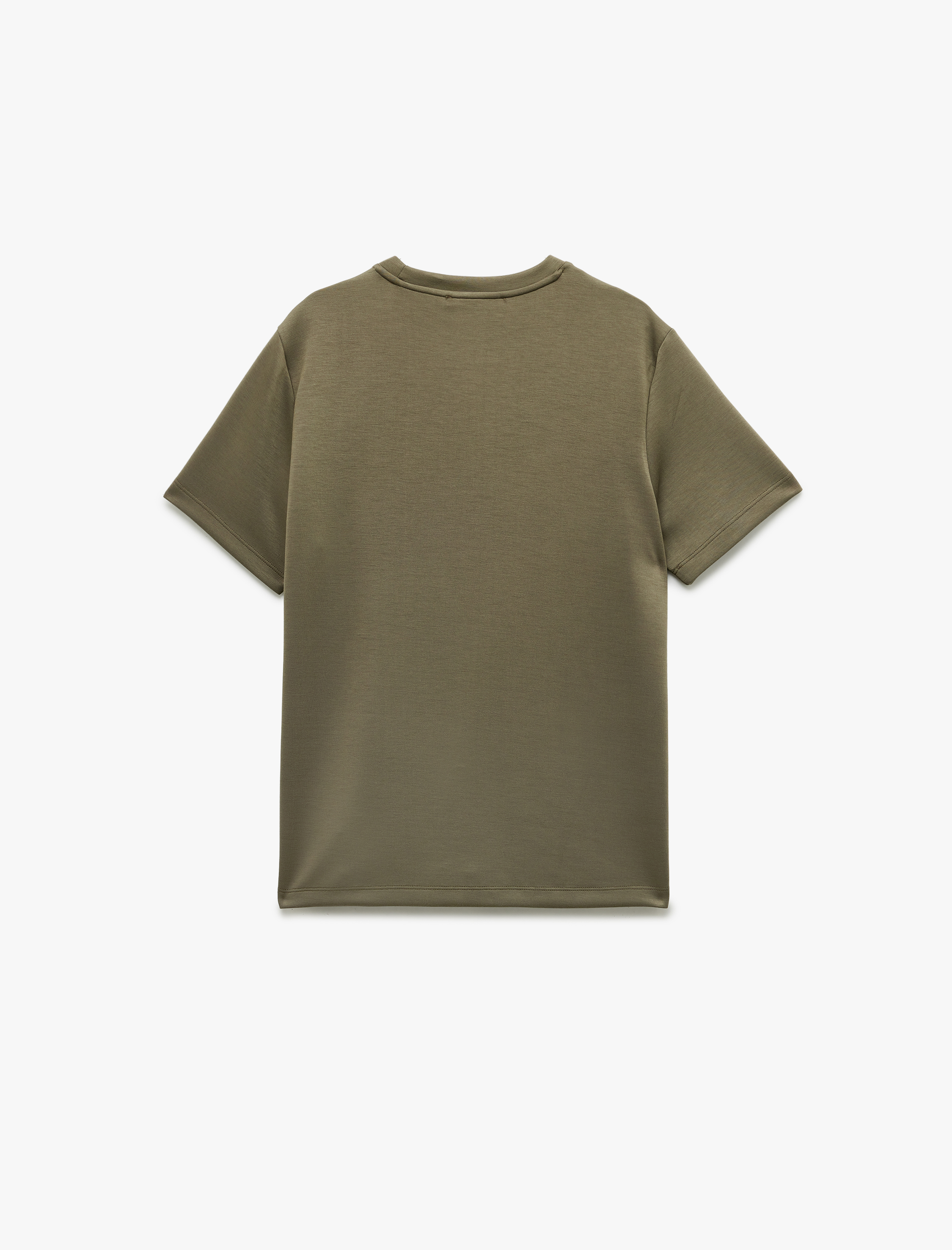   Kısa Kollu Regular Fit Viskon Karışımlı Bisiklet Yaka Scuba Kumaş Basic Tişört