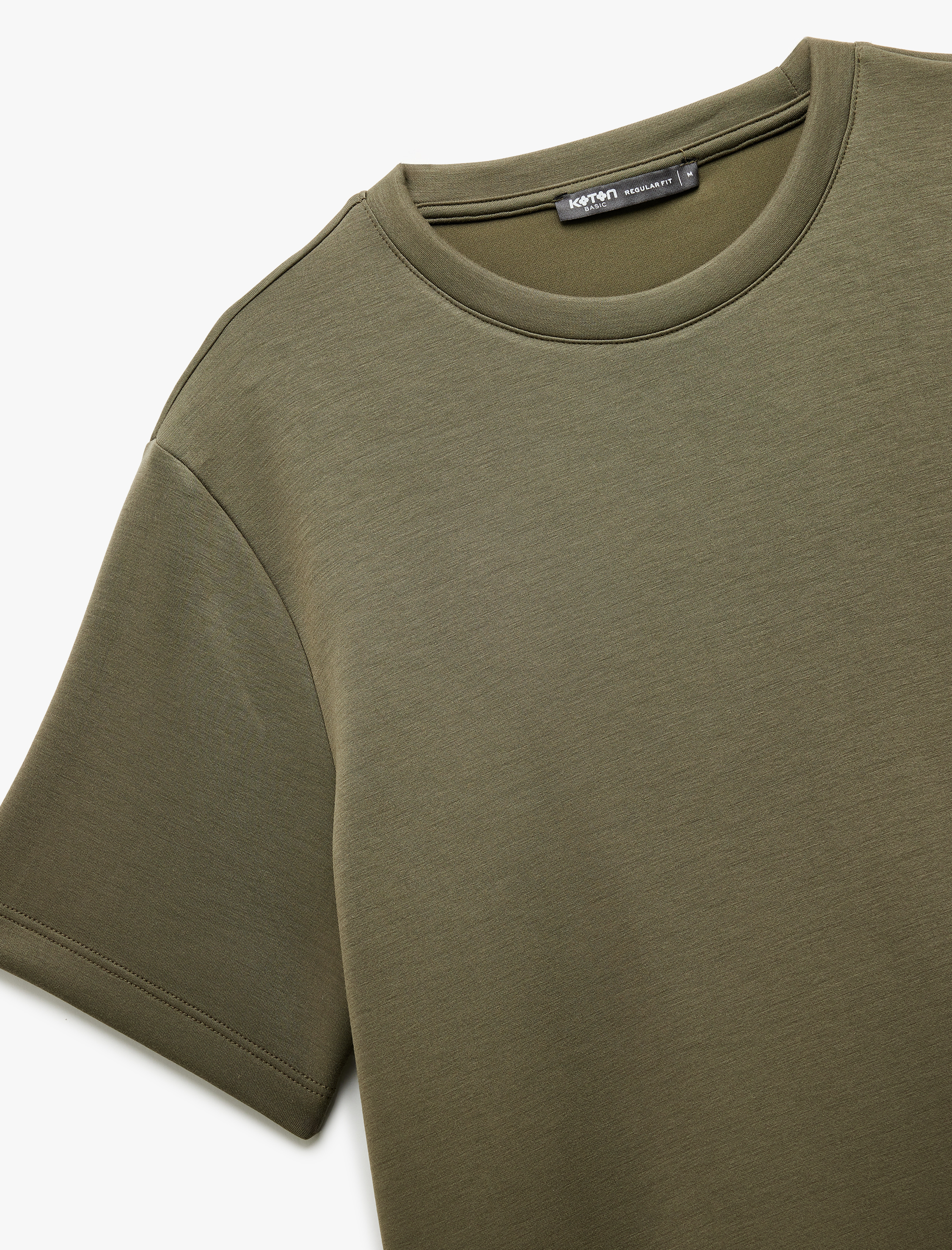   Kısa Kollu Regular Fit Viskon Karışımlı Bisiklet Yaka Scuba Kumaş Basic Tişört