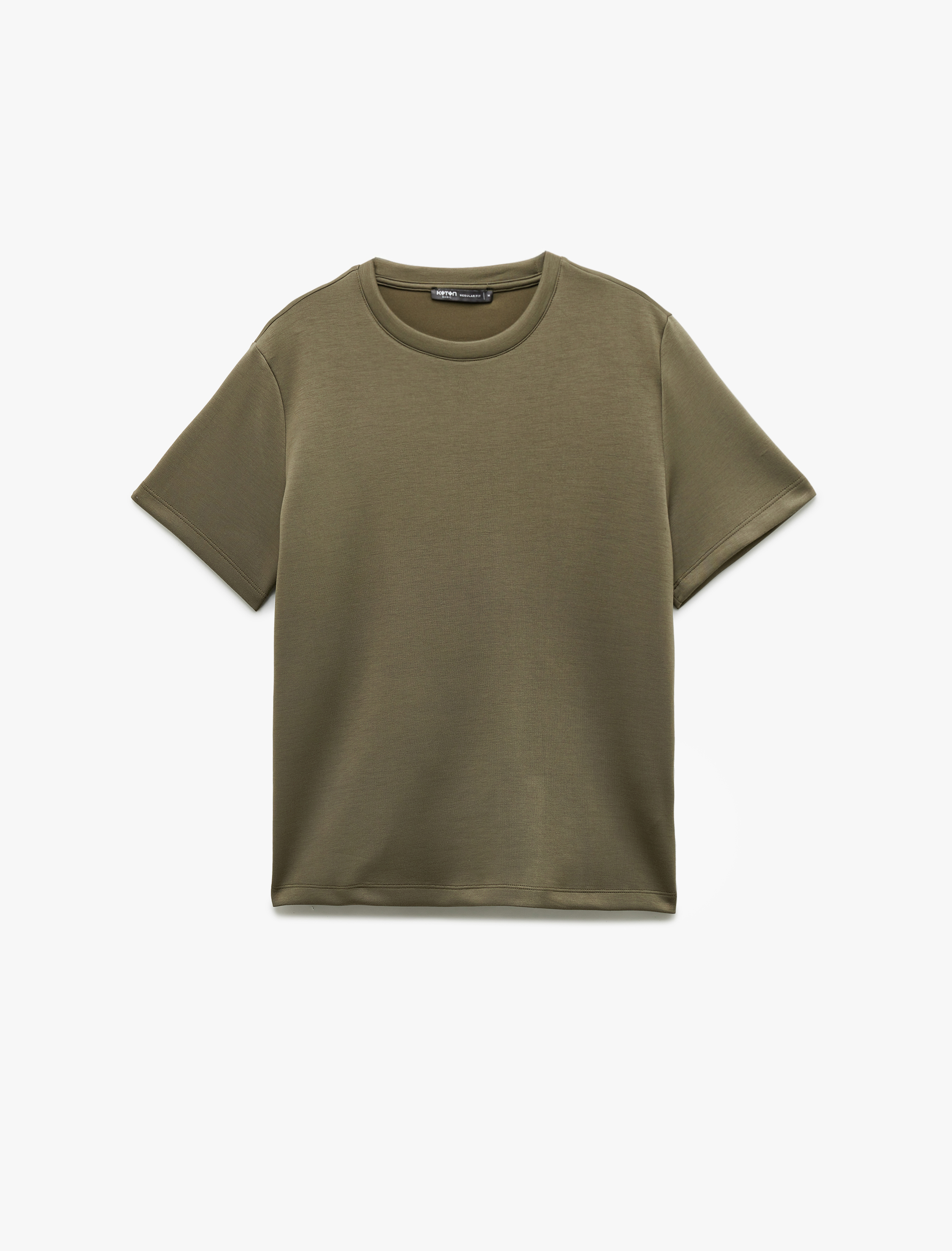   Kısa Kollu Regular Fit Viskon Karışımlı Bisiklet Yaka Scuba Kumaş Basic Tişört