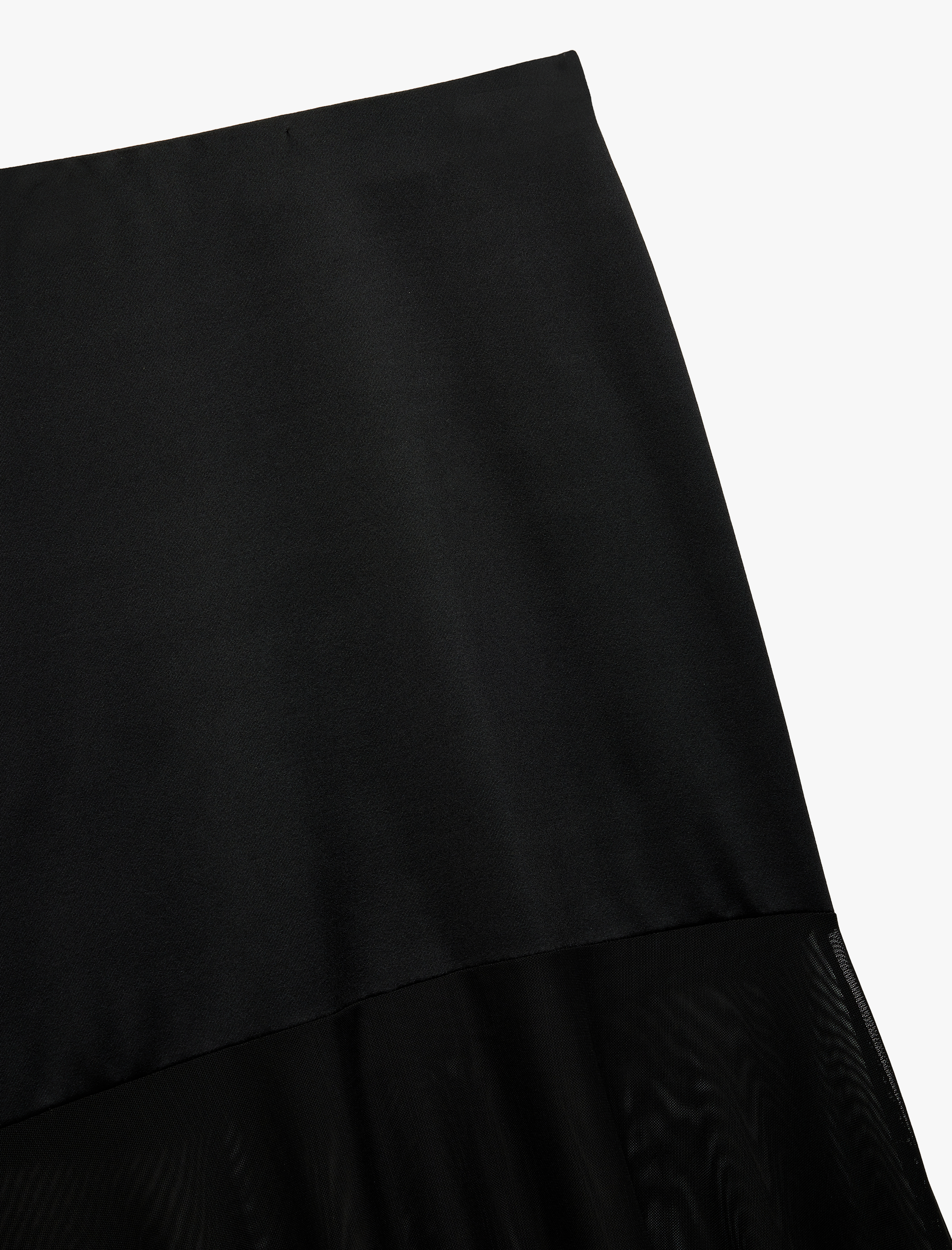   Slim Fit Standart Bel Transparan Tül Detaylı Uzun Etek