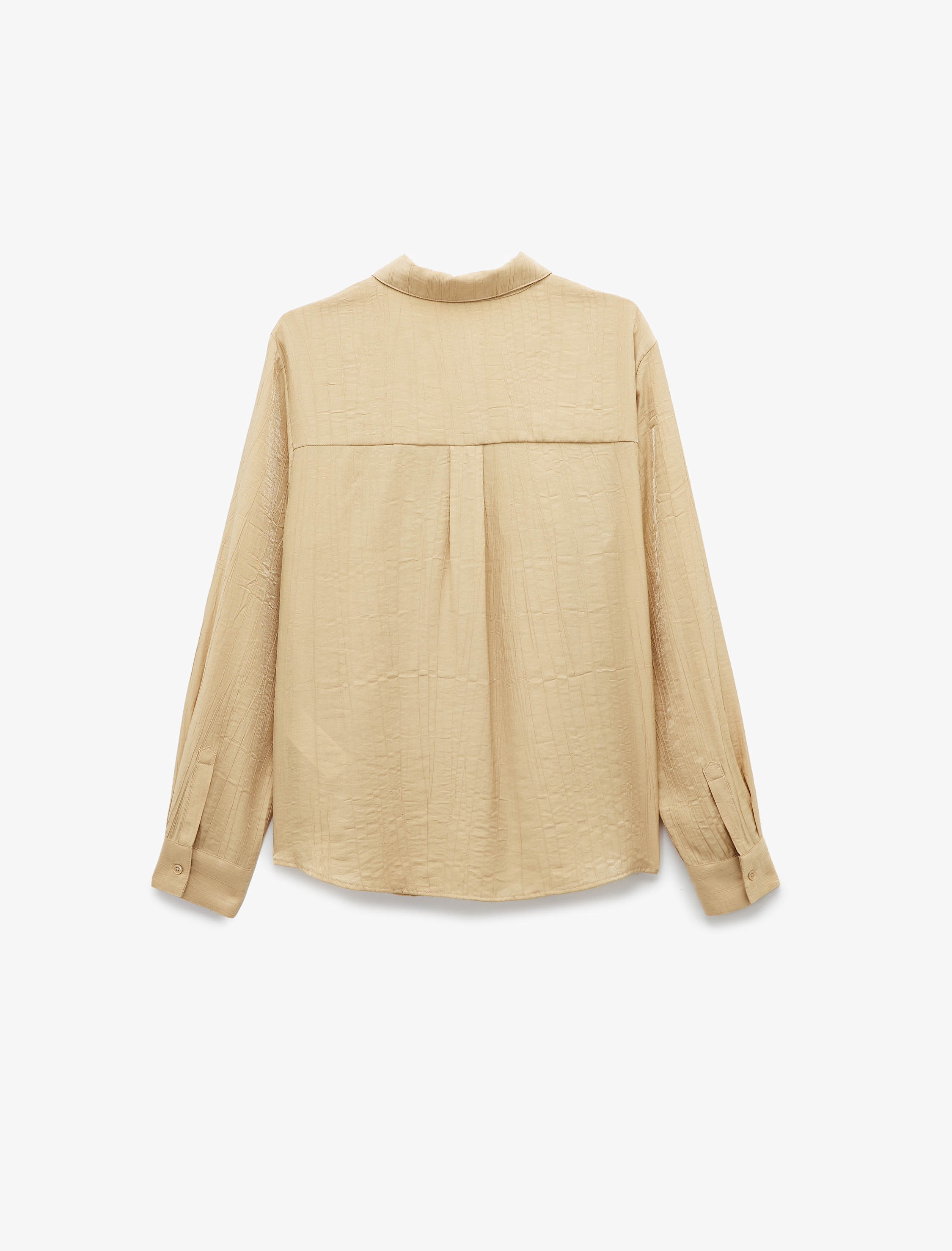   Viskon Kumaş Kapaklı Cep Detaylı Uzun Kollu Gömlek