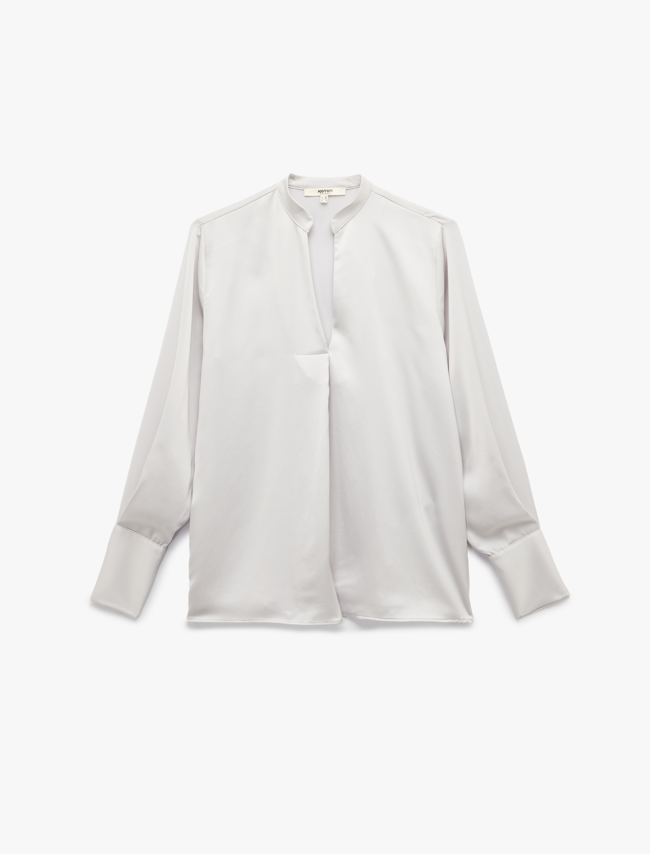   Kaçık Yaka Uzun Kollu Saten Bluz