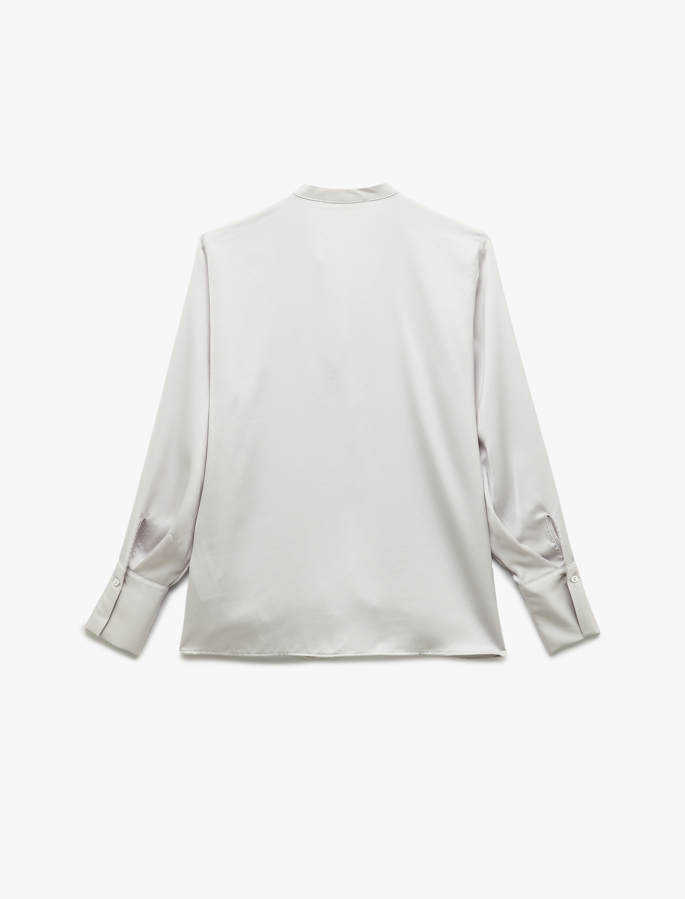   Kaçık Yaka Uzun Kollu Saten Bluz