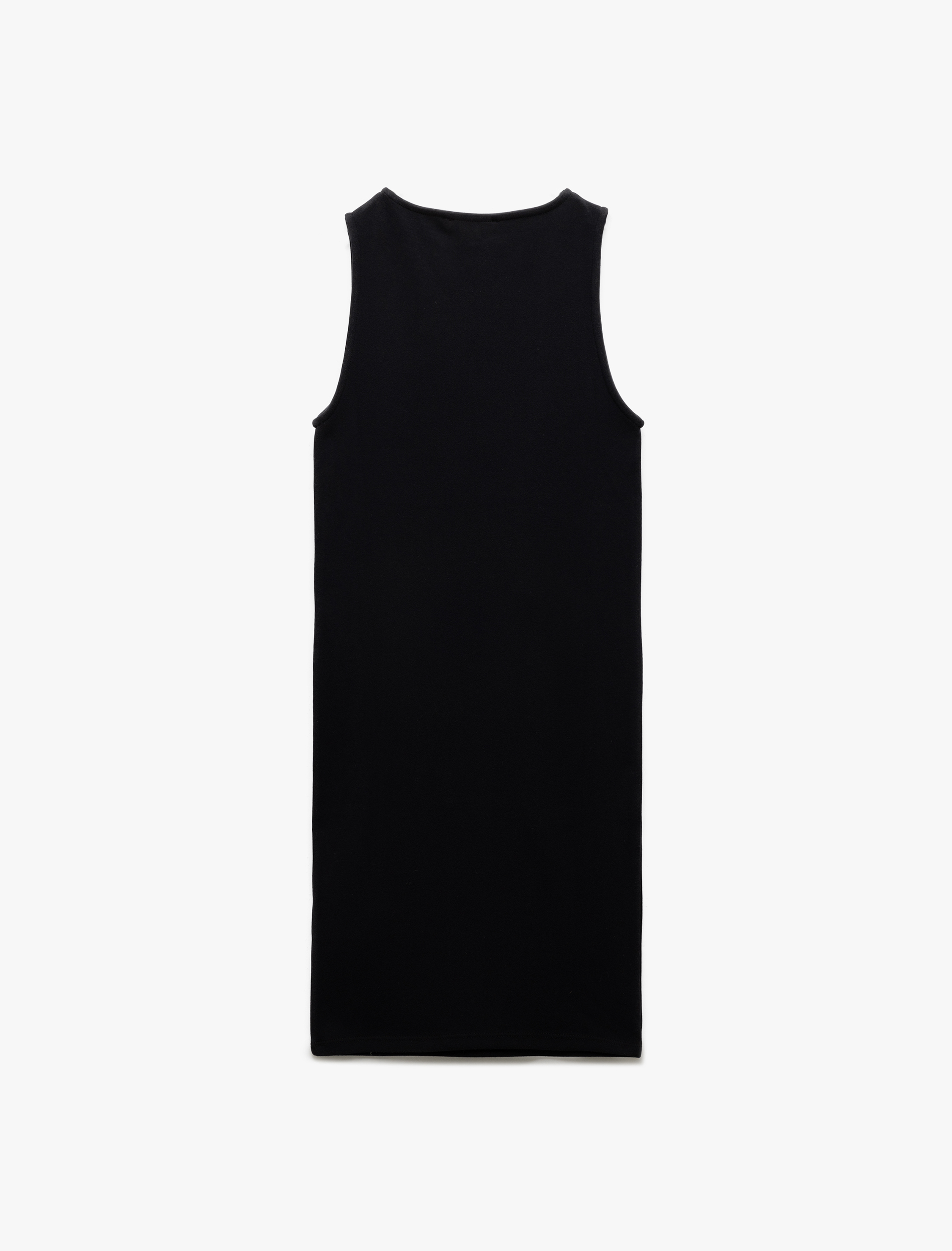   Kaşkorse Yuvarlak Yaka Kolsuz Mini Kalem Bodycon Kalem Elbise