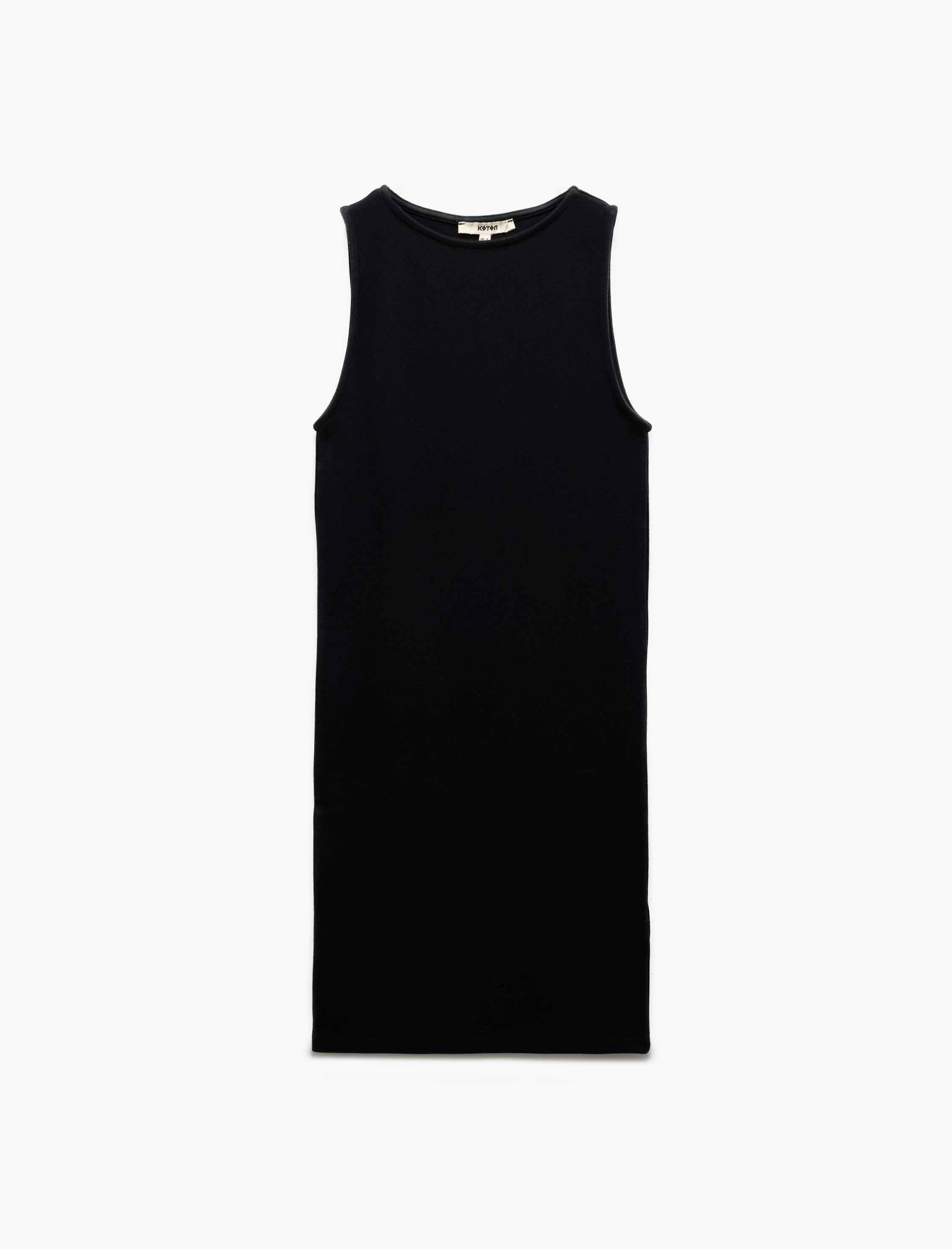   Kaşkorse Yuvarlak Yaka Kolsuz Mini Kalem Bodycon Kalem Elbise