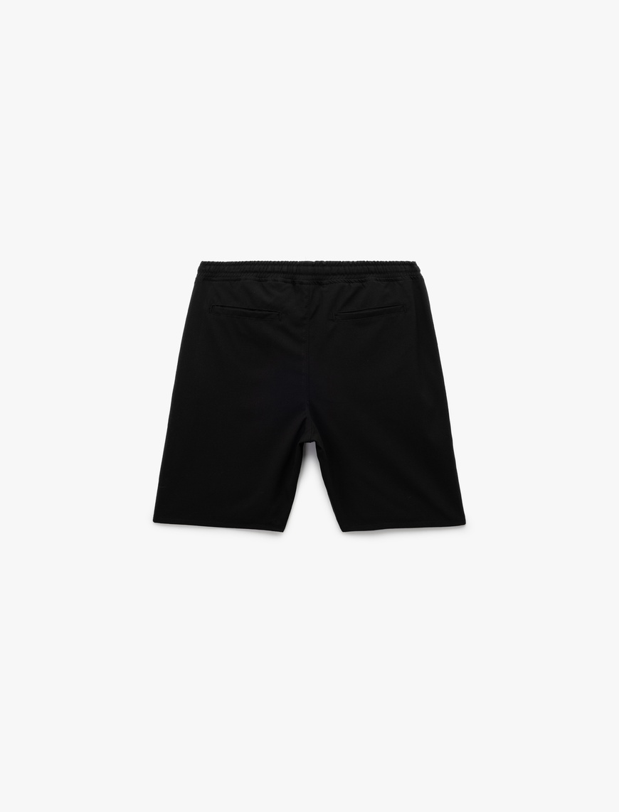   Viskon Karışımlı Cep Detaylı Bermuda Slim Fit Beli Bağcıklı Şort